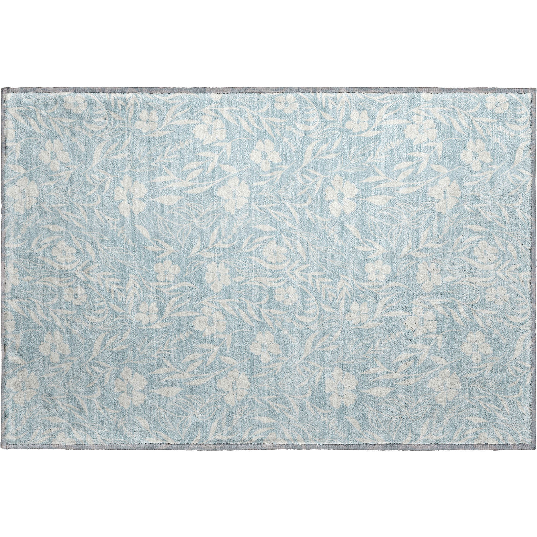 Luxury Washable Indoor/Outdoor Transitional SE4 Sky Blue Rug 1'8" x 2'6" #shape_Rectangle