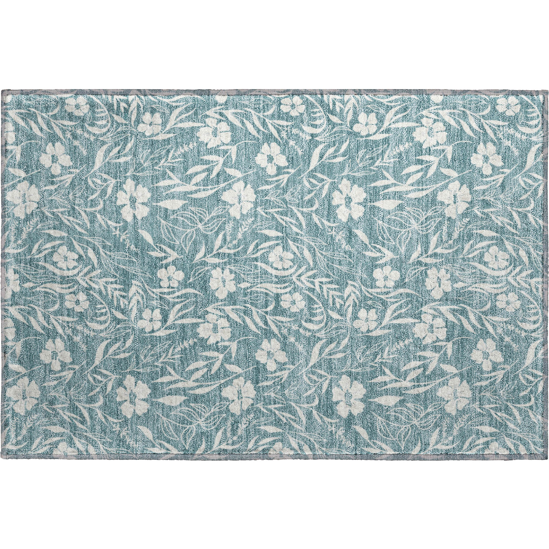 Luxury Washable Indoor/Outdoor Transitional SE4 Teal Rug 1'8" x 2'6" #shape_Rectangle