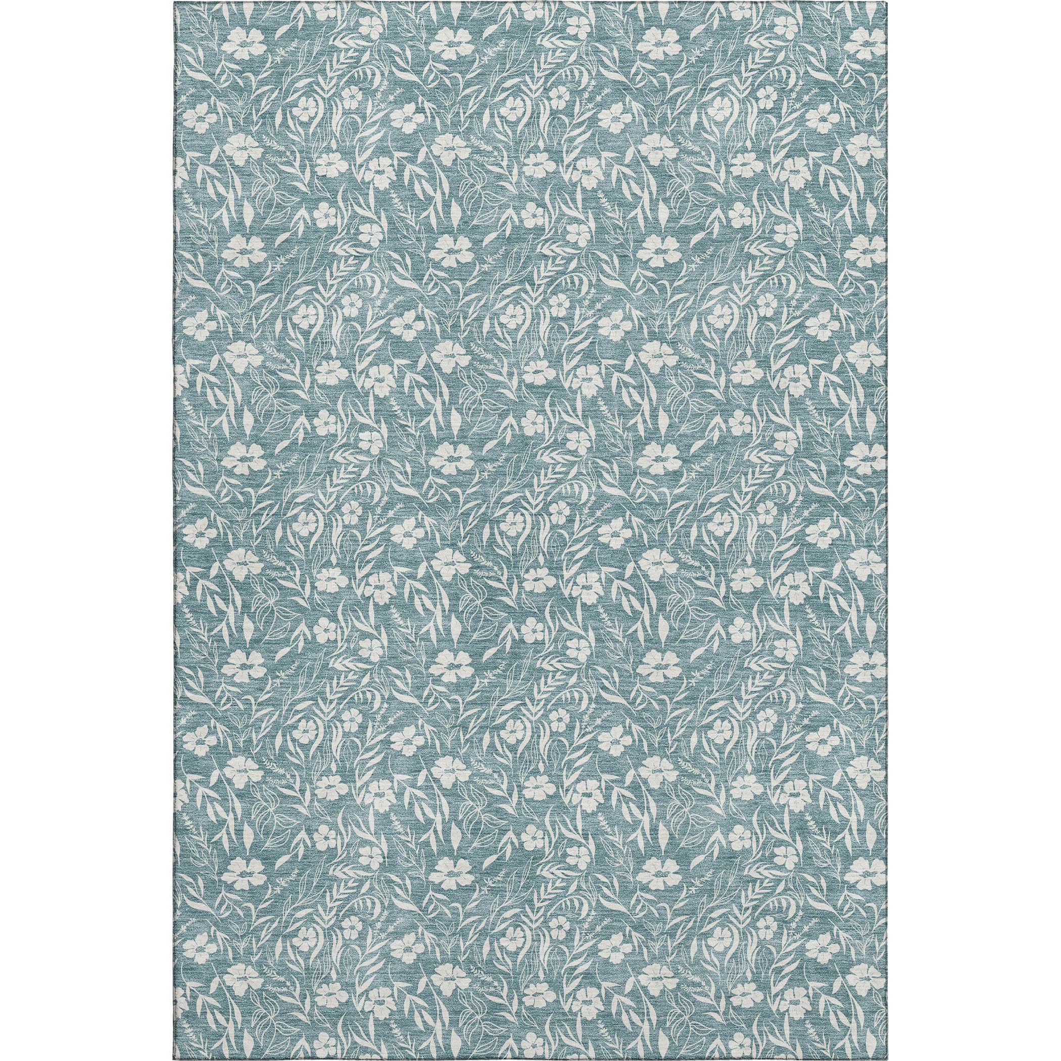 Luxury Washable Indoor/Outdoor Transitional SE4 Teal Rug 2'6" x 3'10" #shape_Rectangle