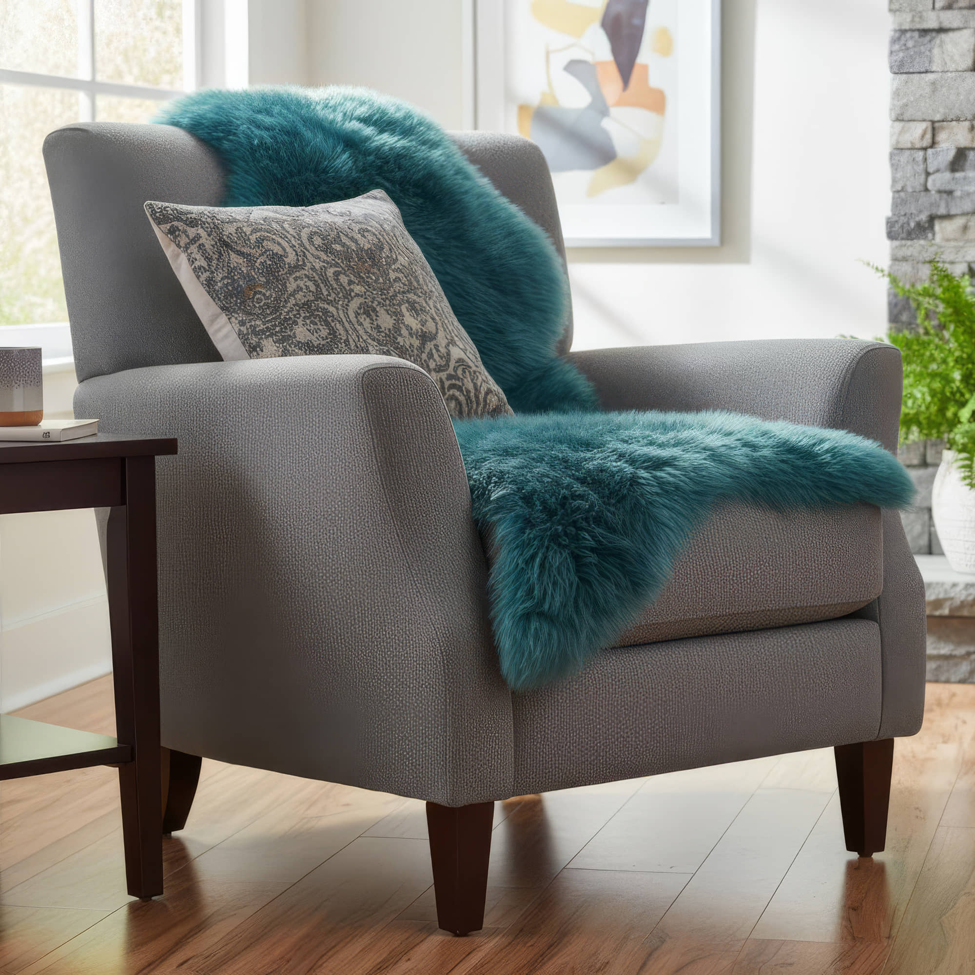 Natural Beach Blue Sheepskin Rug Shearling Fur Pelt - Ethically Sourced - Oeko Tex Certified