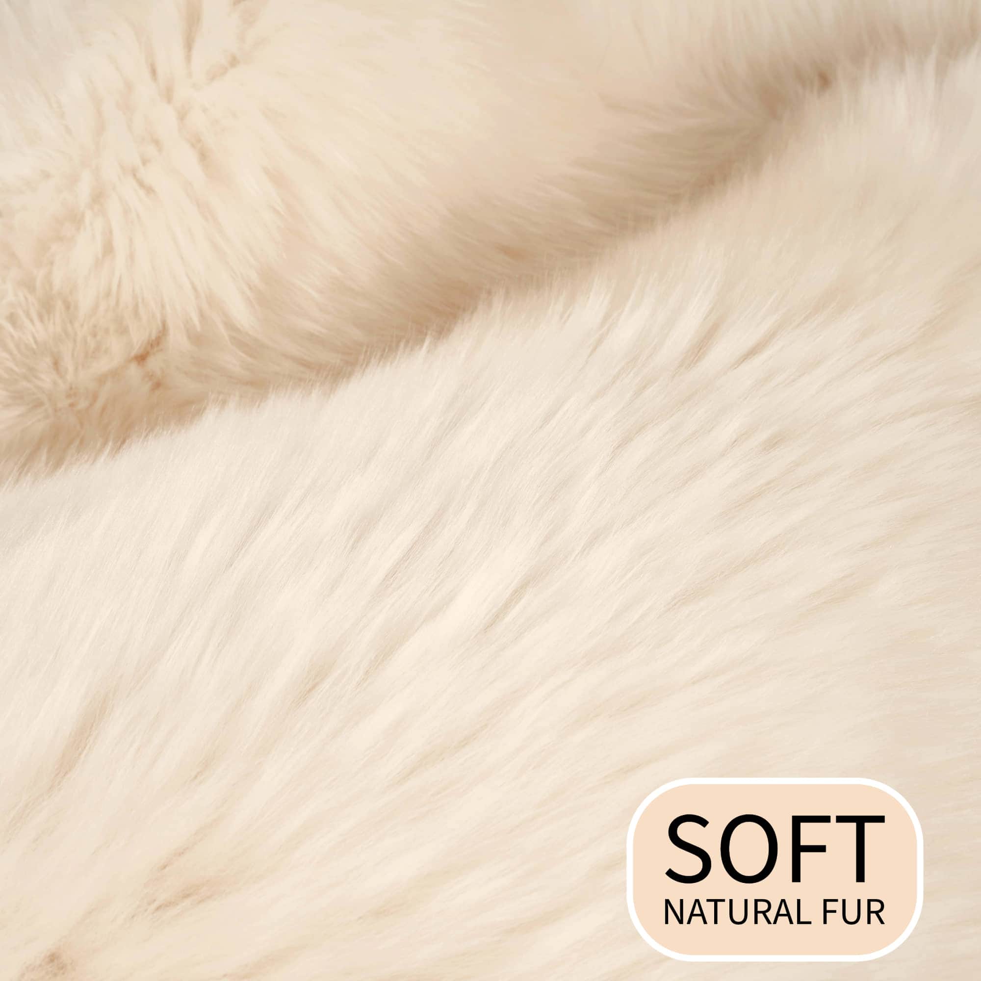 Natural Champagne Cream Sheepskin Rug Shearling Fur Pelt - Ethically Sourced - Oeko Tex Certified