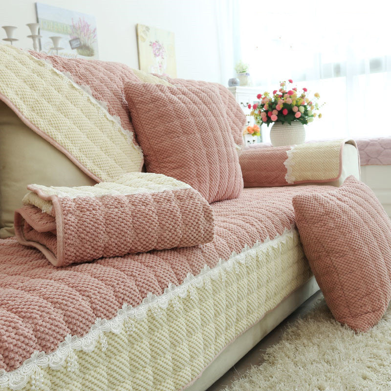 Non-Slip Sectional Couch Cover with Lace, Furniture Protector for Dogs, Pets, and Kids I