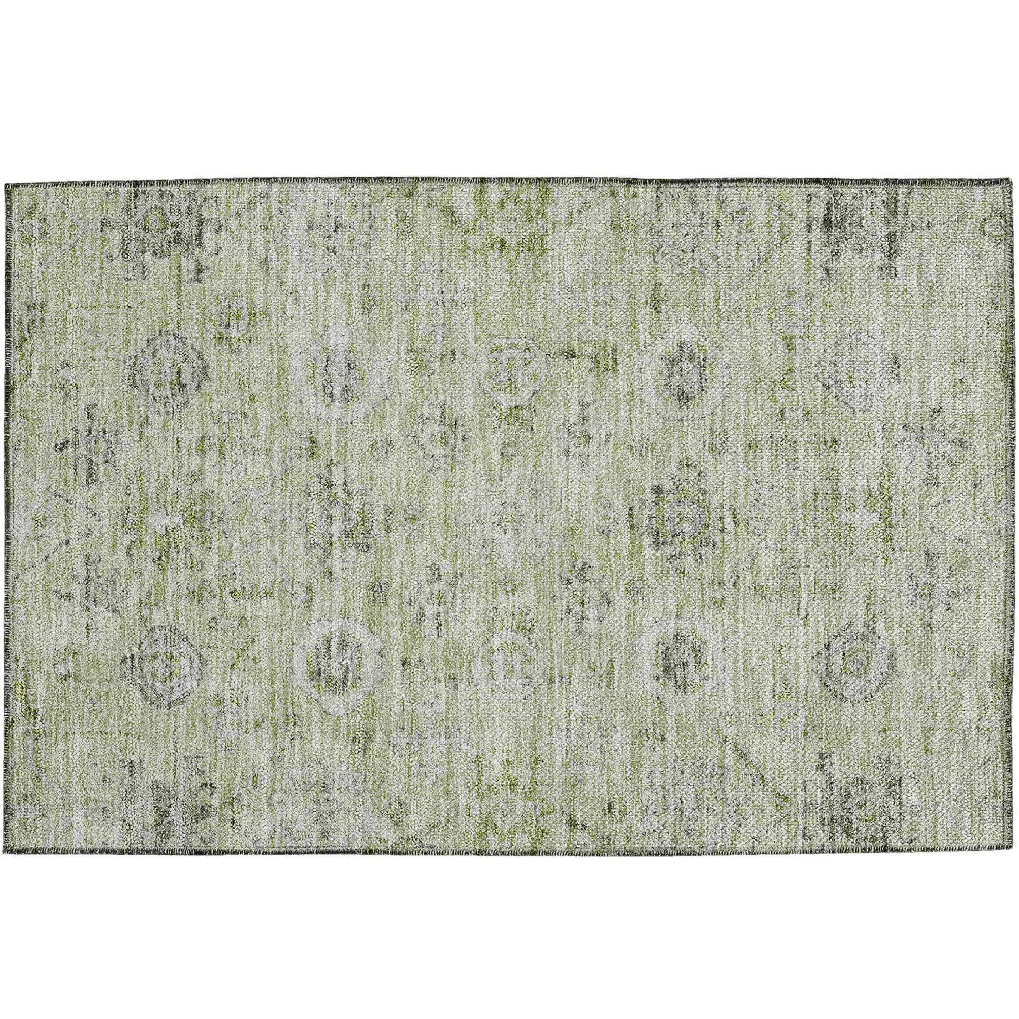 Luxury Washable Indoor/Outdoor traditional SL10 Aloe Green Rug 1'8" x 2'6" #shape_Rectangle
