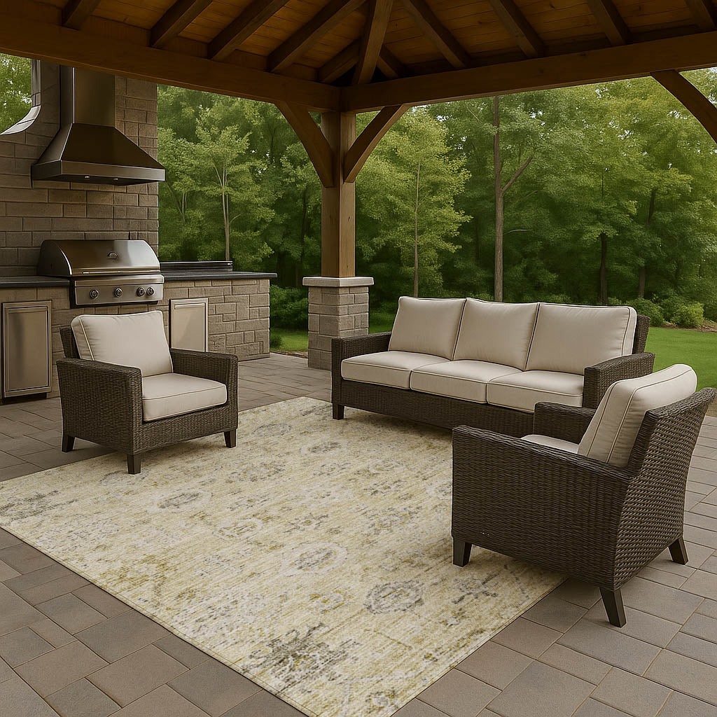 Luxury Washable Indoor/Outdoor traditional SL10 Beige Brown Rug 2'6" x 3'10" #shape_Rectangle