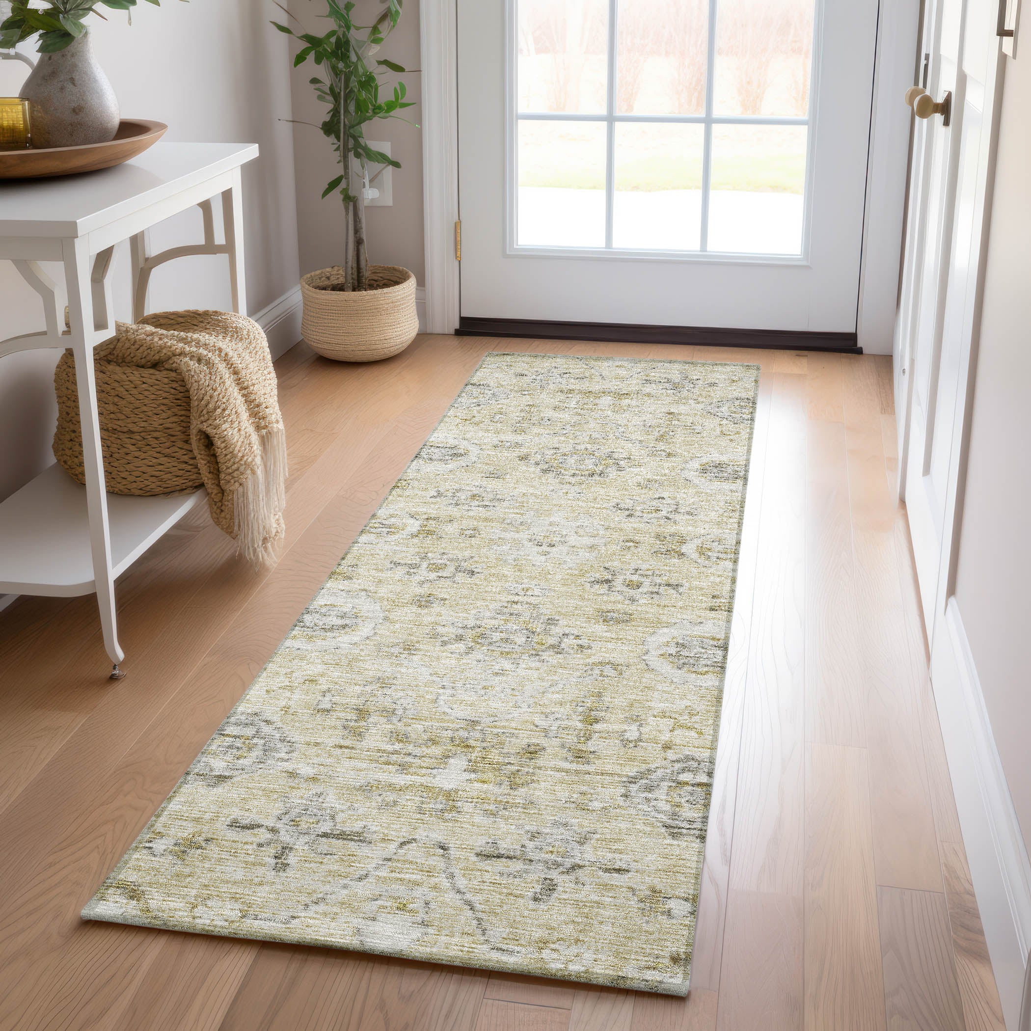 Luxury Washable Indoor/Outdoor traditional SL10 Beige Brown Rug 2'3" x 7'6" #shape_Runner