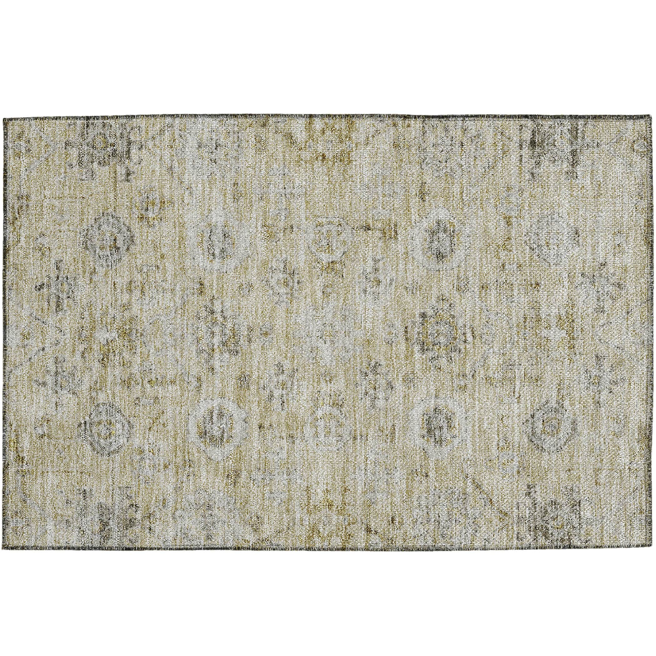 Luxury Washable Indoor/Outdoor traditional SL10 Beige Brown Rug 1'8" x 2'6" #shape_Rectangle