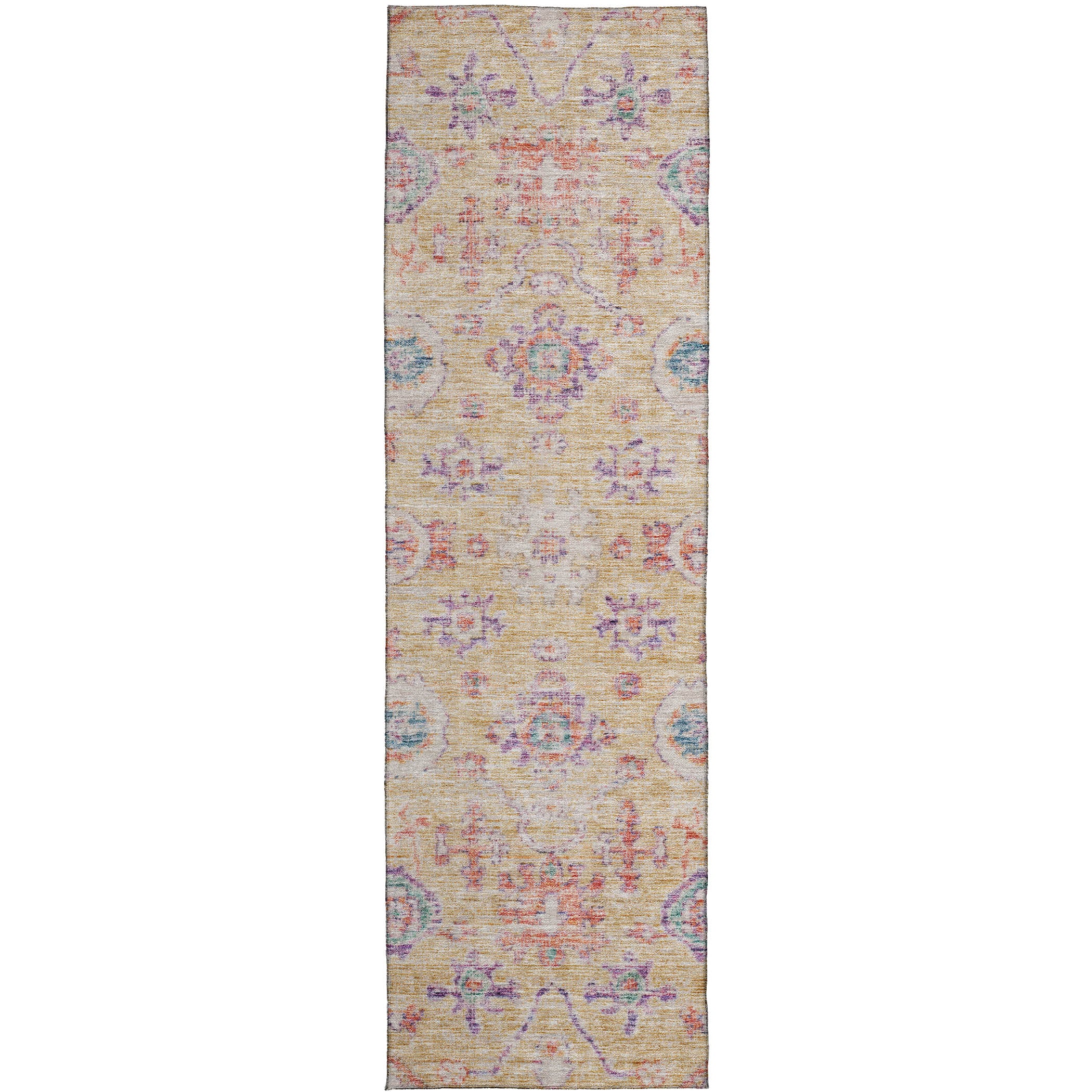 Luxury Washable Indoor/Outdoor traditional SL10 Peach Orange Rug 2'3" x 7'6" #shape_Runner