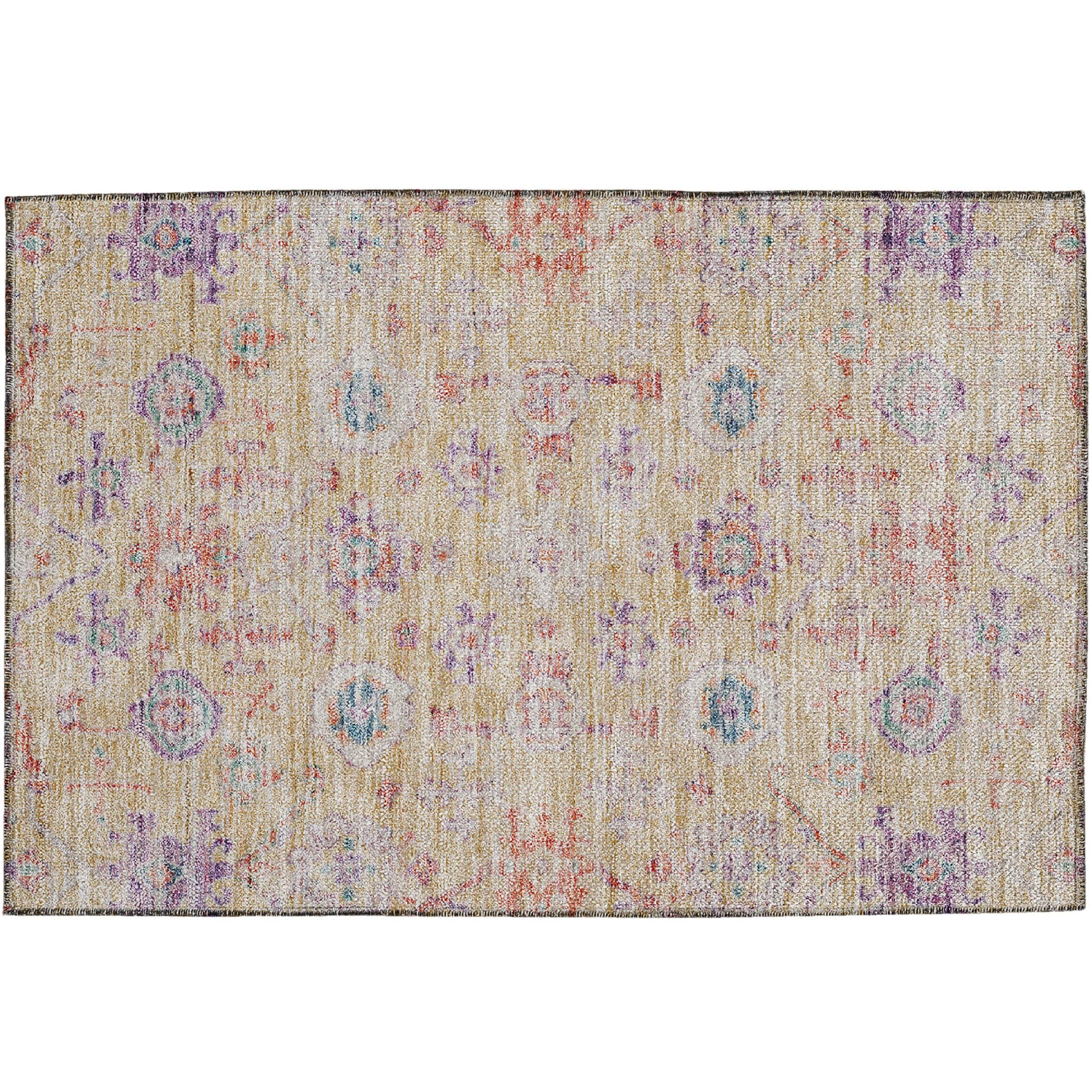 Luxury Washable Indoor/Outdoor traditional SL10 Peach Orange Rug 1'8" x 2'6" #shape_Rectangle