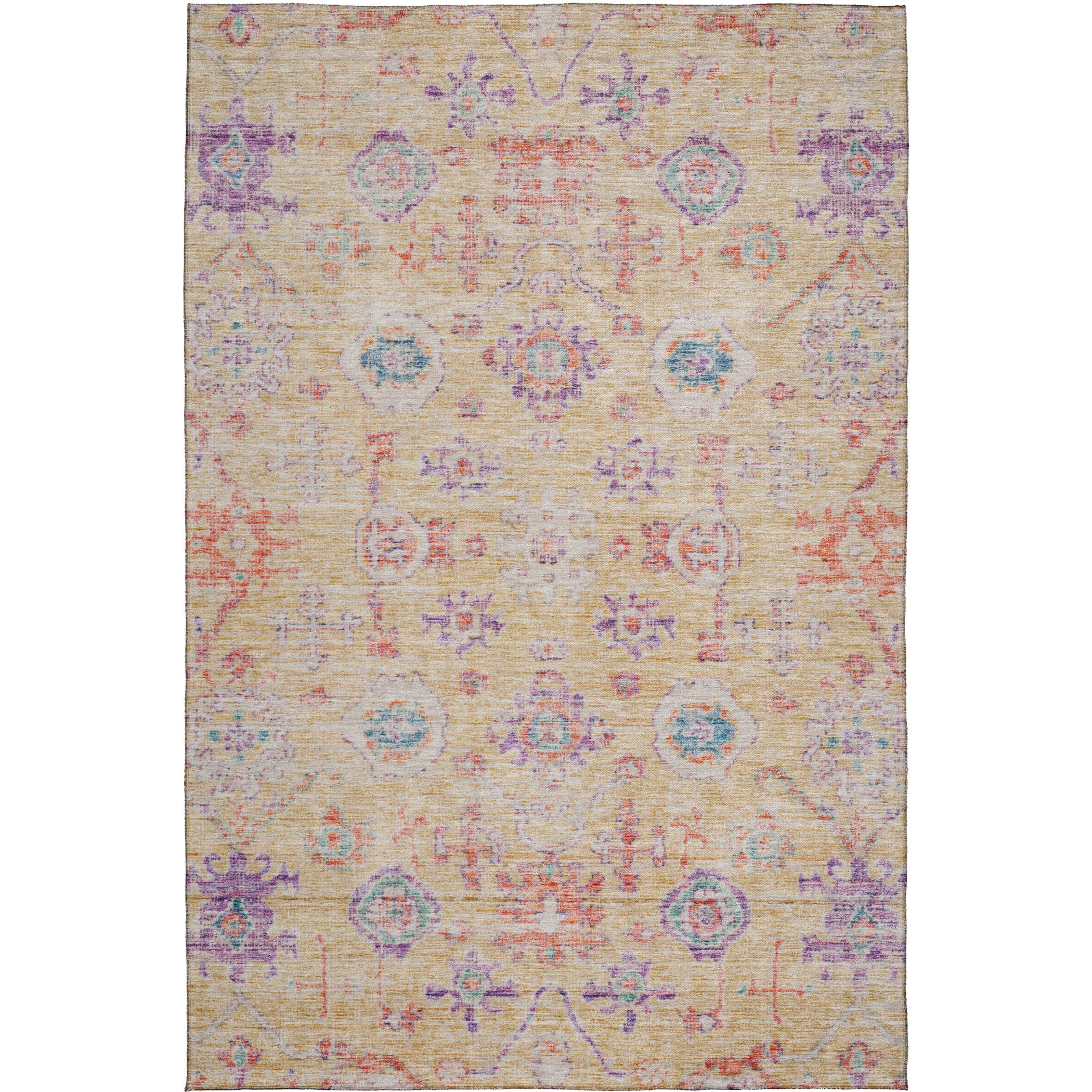 Luxury Washable Indoor/Outdoor traditional SL10 Peach Orange Rug 2'6" x 3'10" #shape_Rectangle