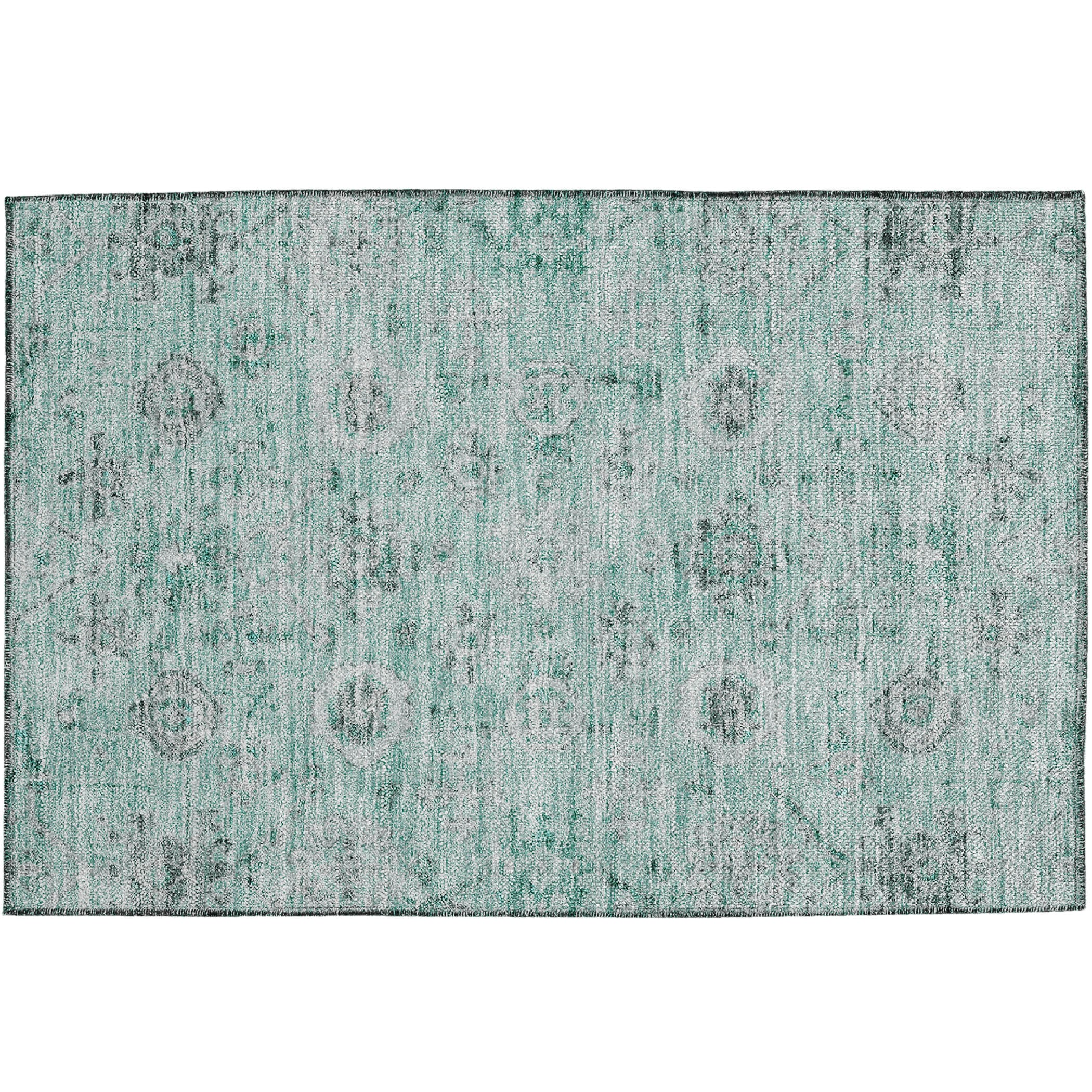 Luxury Washable Indoor/Outdoor traditional SL10 Teal Rug 1'8" x 2'6" #shape_Rectangle