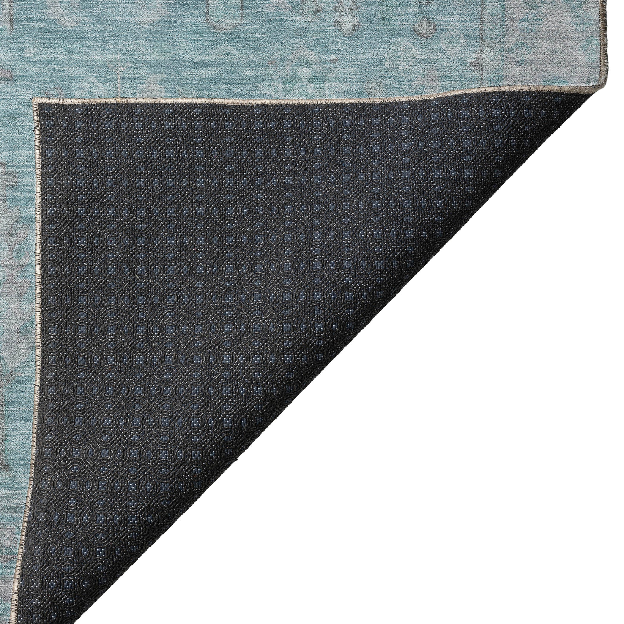 Luxury Washable Indoor/Outdoor traditional SL11 Aqua Teal Rug 1'8" x 2'6" #shape_Rectangle