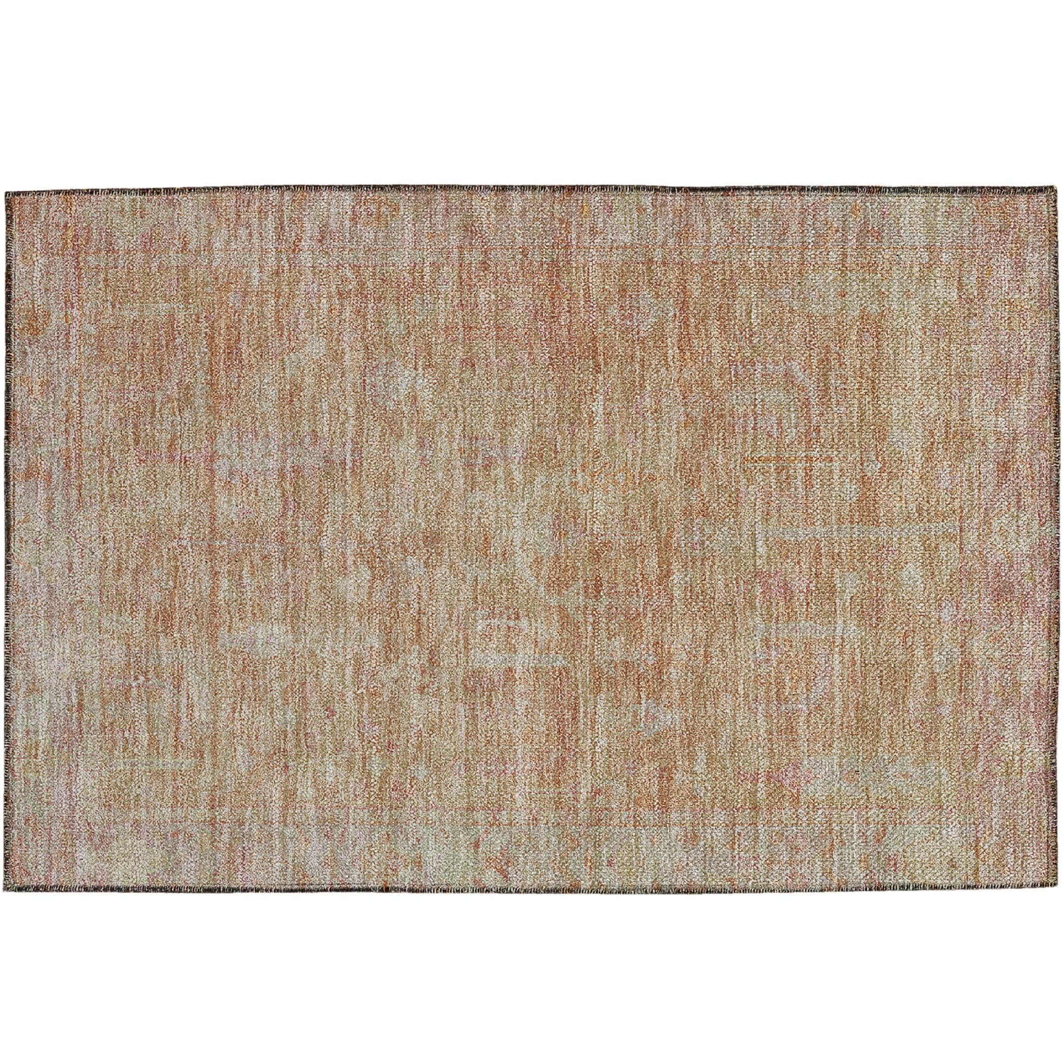 Luxury Washable Indoor/Outdoor traditional SL11 Coral Orange Rug 1'8" x 2'6" #shape_Rectangle