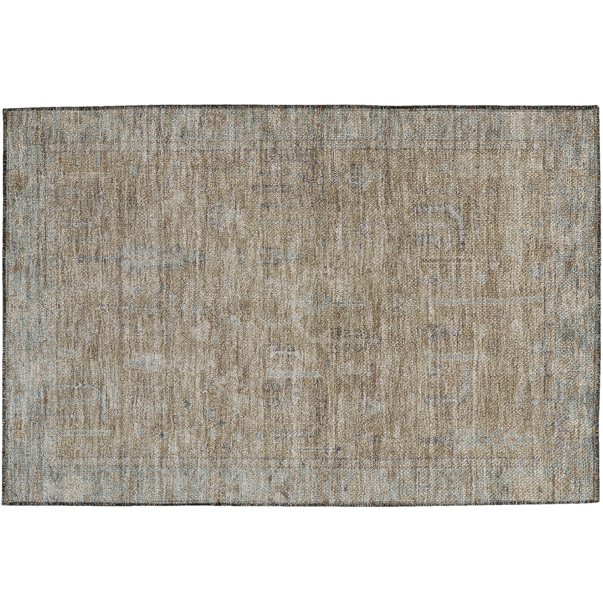 Luxury Washable Indoor/Outdoor traditional SL11 Tan Brown Rug 1'8" x 2'6" #shape_Rectangle