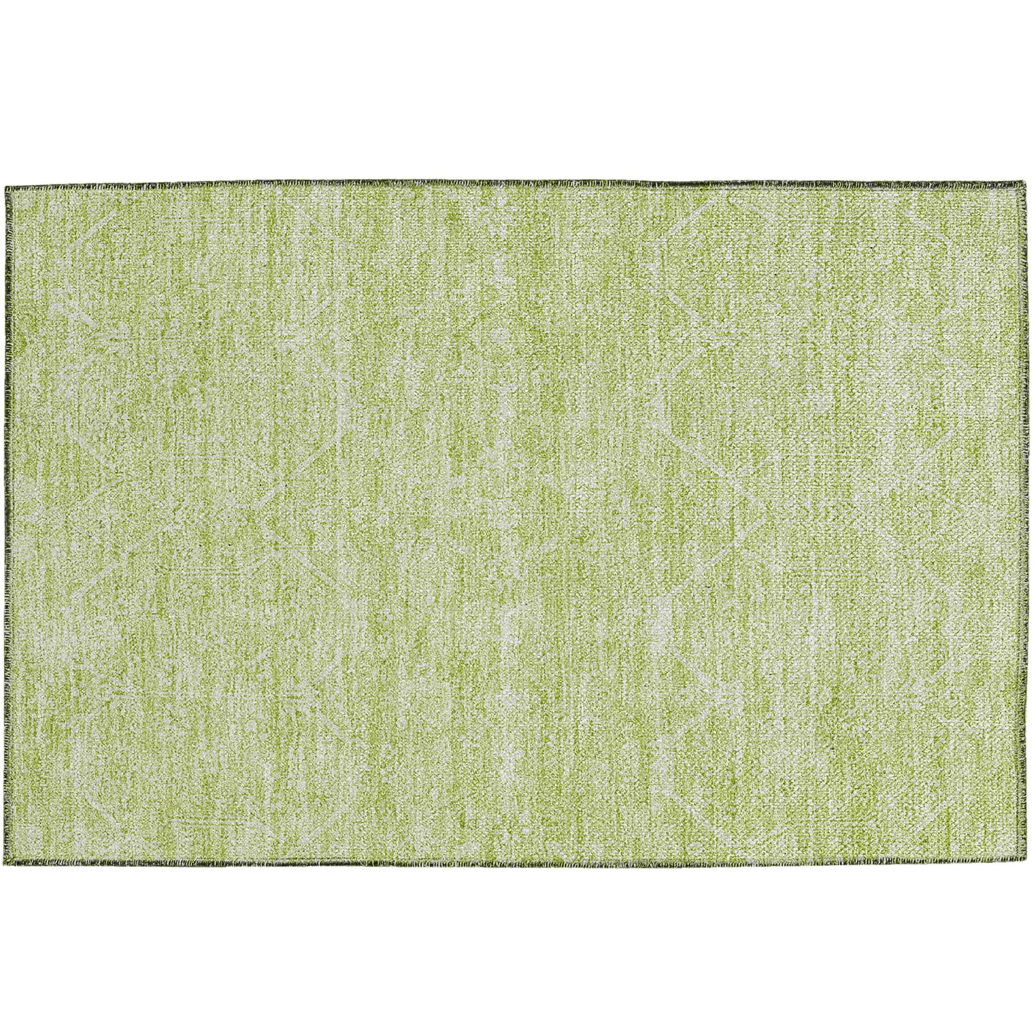 Luxury Washable Indoor/Outdoor transitional SL12 Lime Green Rug 1'8" x 2'6" #shape_Rectangle