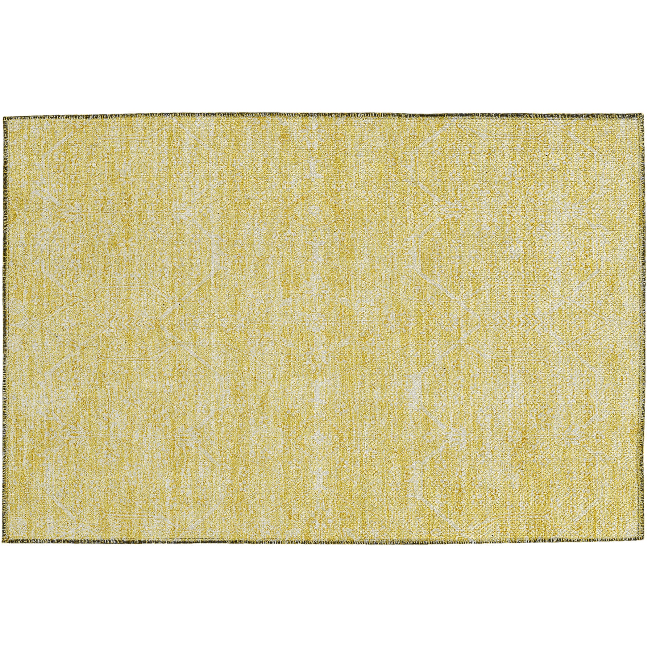 Luxury Washable Indoor/Outdoor transitional SL12 Yellow Gold Rug 1'8" x 2'6" #shape_Rectangle