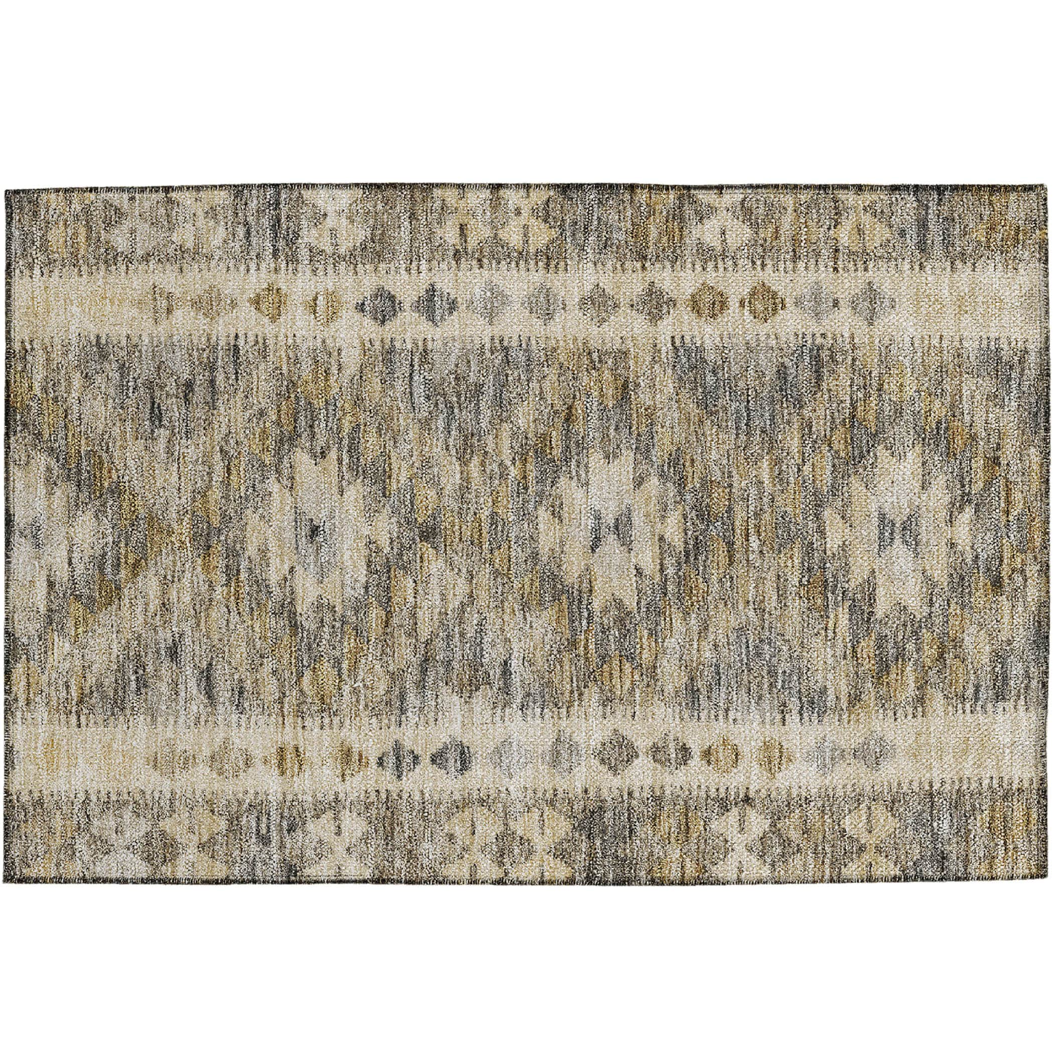 Luxury Washable Indoor/Outdoor transitional SL13 Beige Brown Rug 1'8" x 2'6" #shape_Rectangle