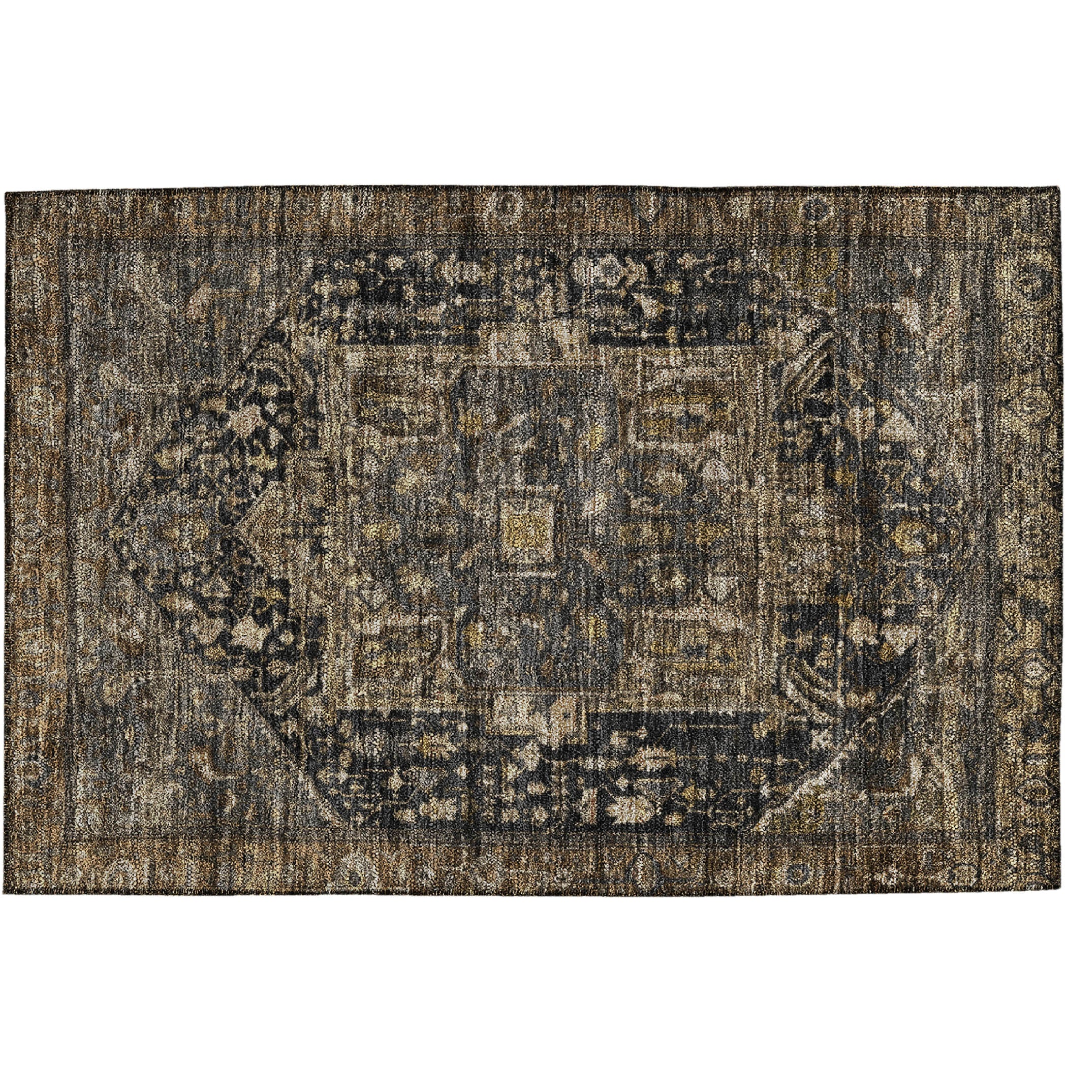 Luxury Washable Indoor/Outdoor traditional SL14 Charcoal Gray Rug 1'8" x 2'6" #shape_Rectangle
