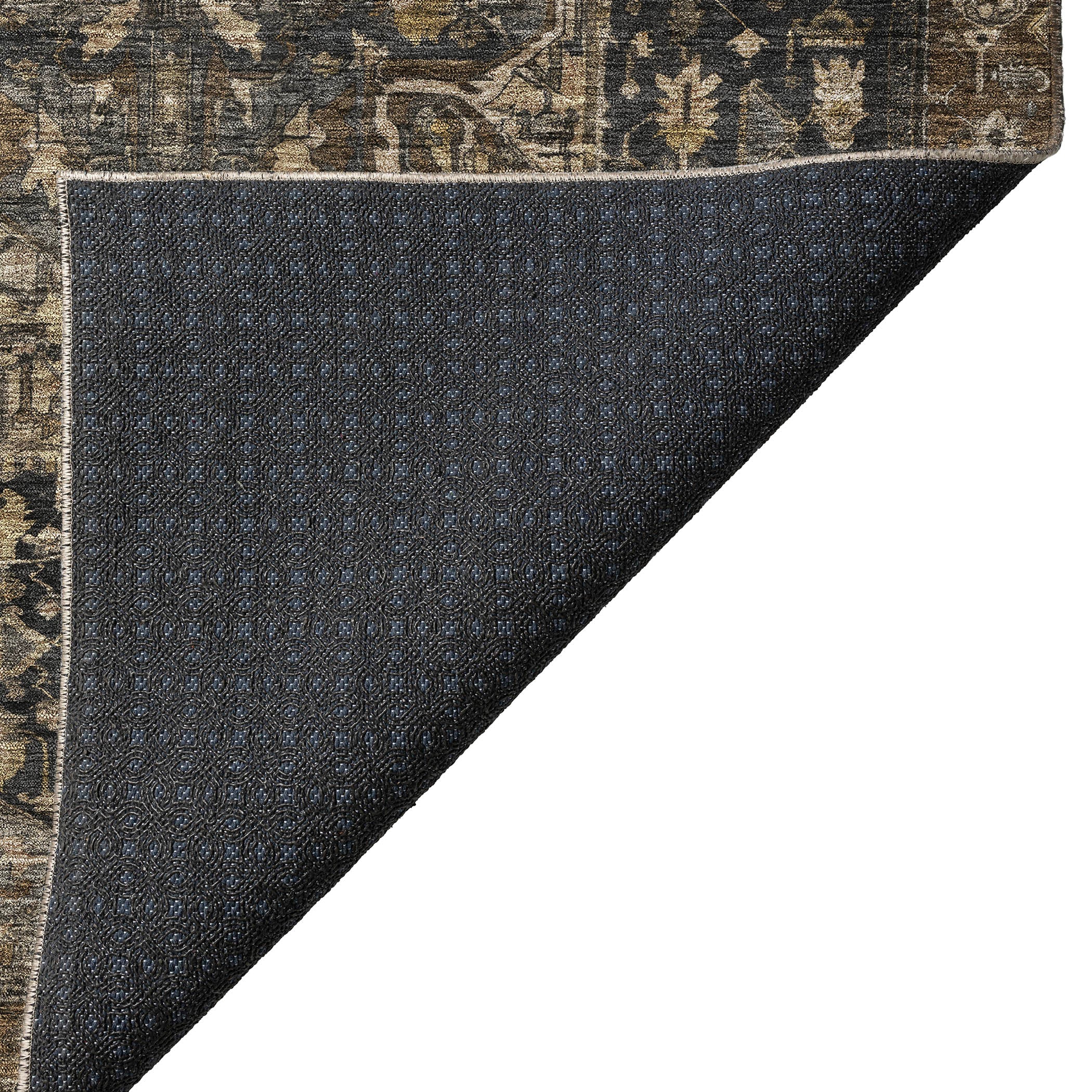 Luxury Washable Indoor/Outdoor traditional SL14 Charcoal Gray Rug 1'8" x 2'6" #shape_Rectangle