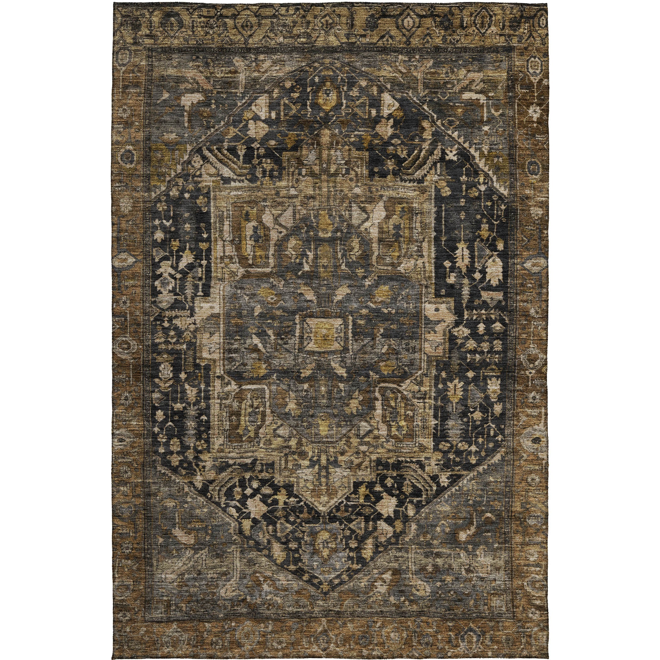 Luxury Washable Indoor/Outdoor traditional SL14 Charcoal Gray Rug 2'6" x 3'10" #shape_Rectangle