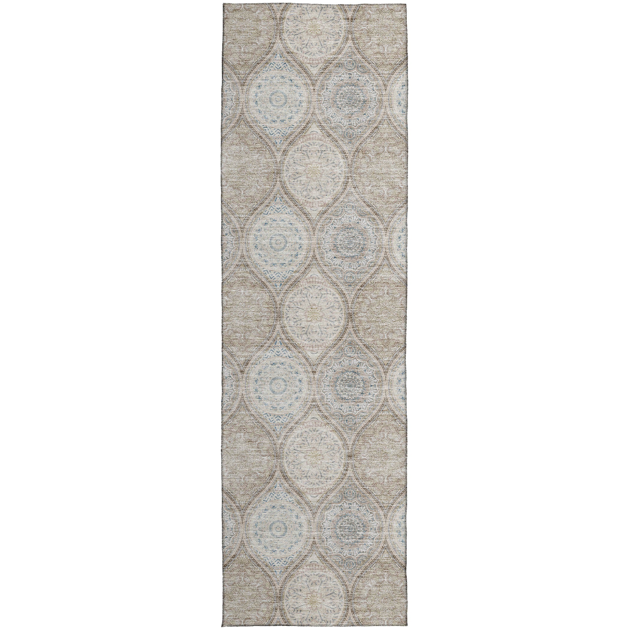 Luxury Washable Indoor/Outdoor transitional SL1 Taupe Brown Rug 2'3" x 7'6" #shape_Runner