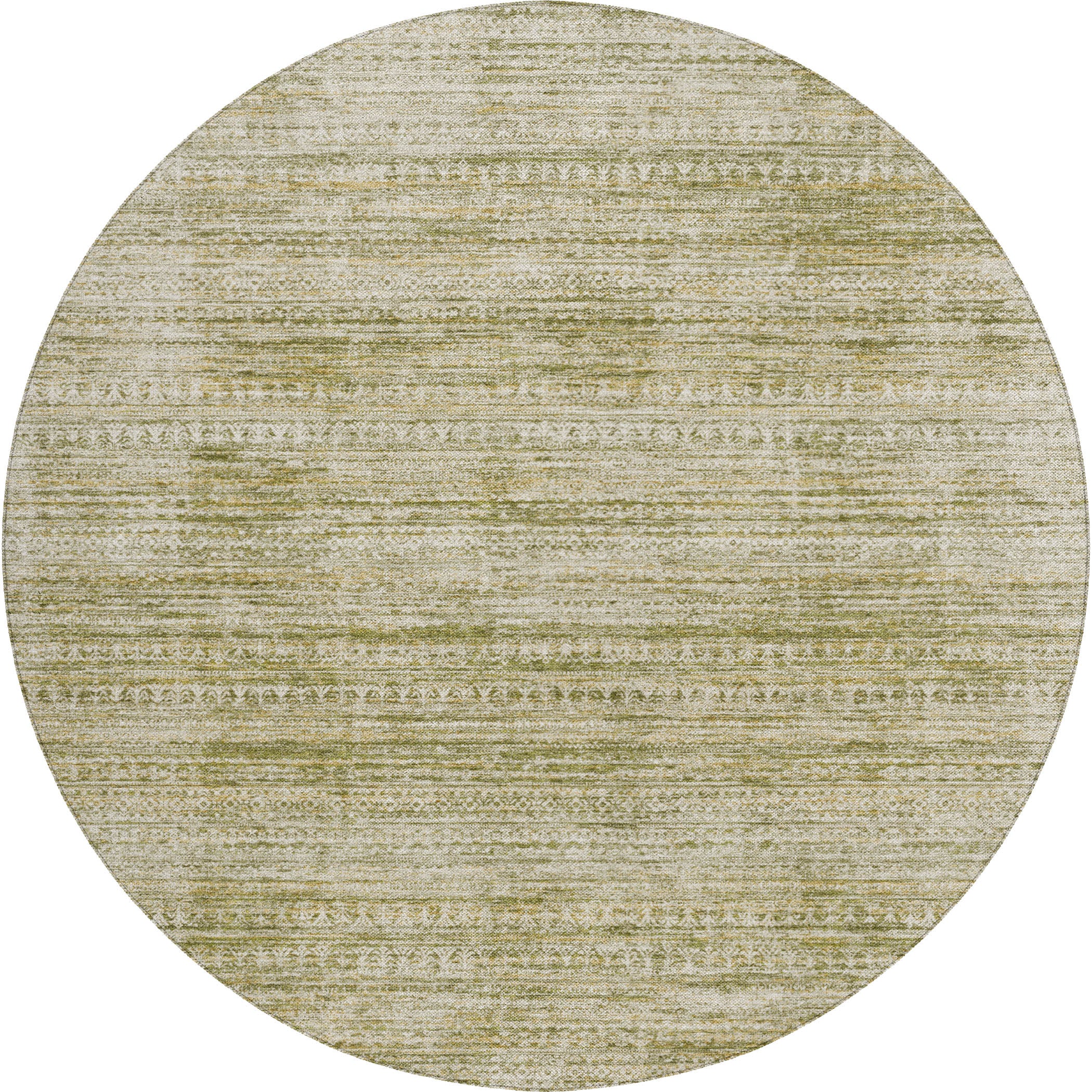 Luxury Washable Indoor/Outdoor transitional SL3 Aloe Green Rug 8' x 8' #shape_Round
