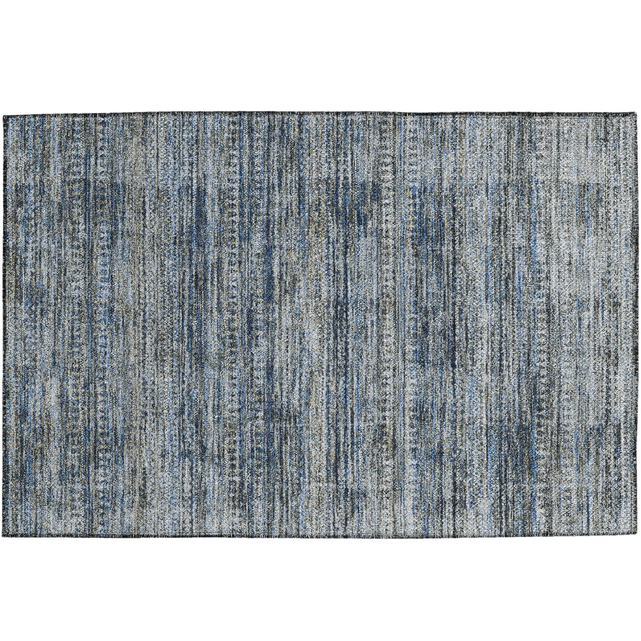 Luxury Washable Indoor/Outdoor transitional SL3 Denim Blue Rug 1'8" x 2'6" #shape_Rectangle