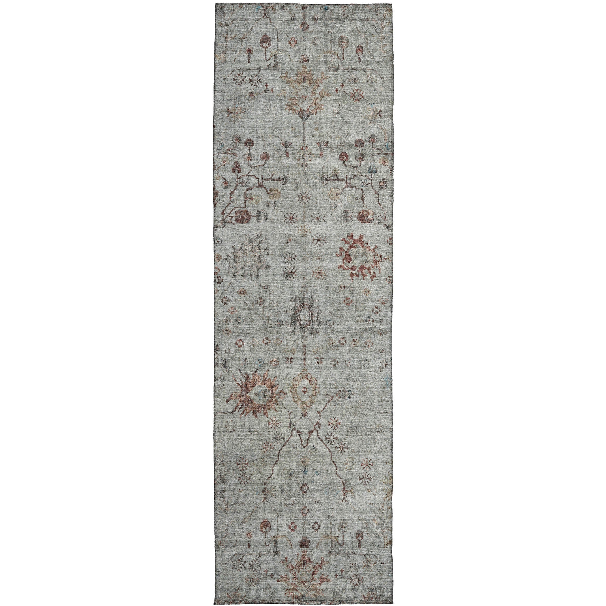 Luxury Washable Indoor/Outdoor traditional SL4 Gray Rug 2'3" x 7'6" #shape_Runner