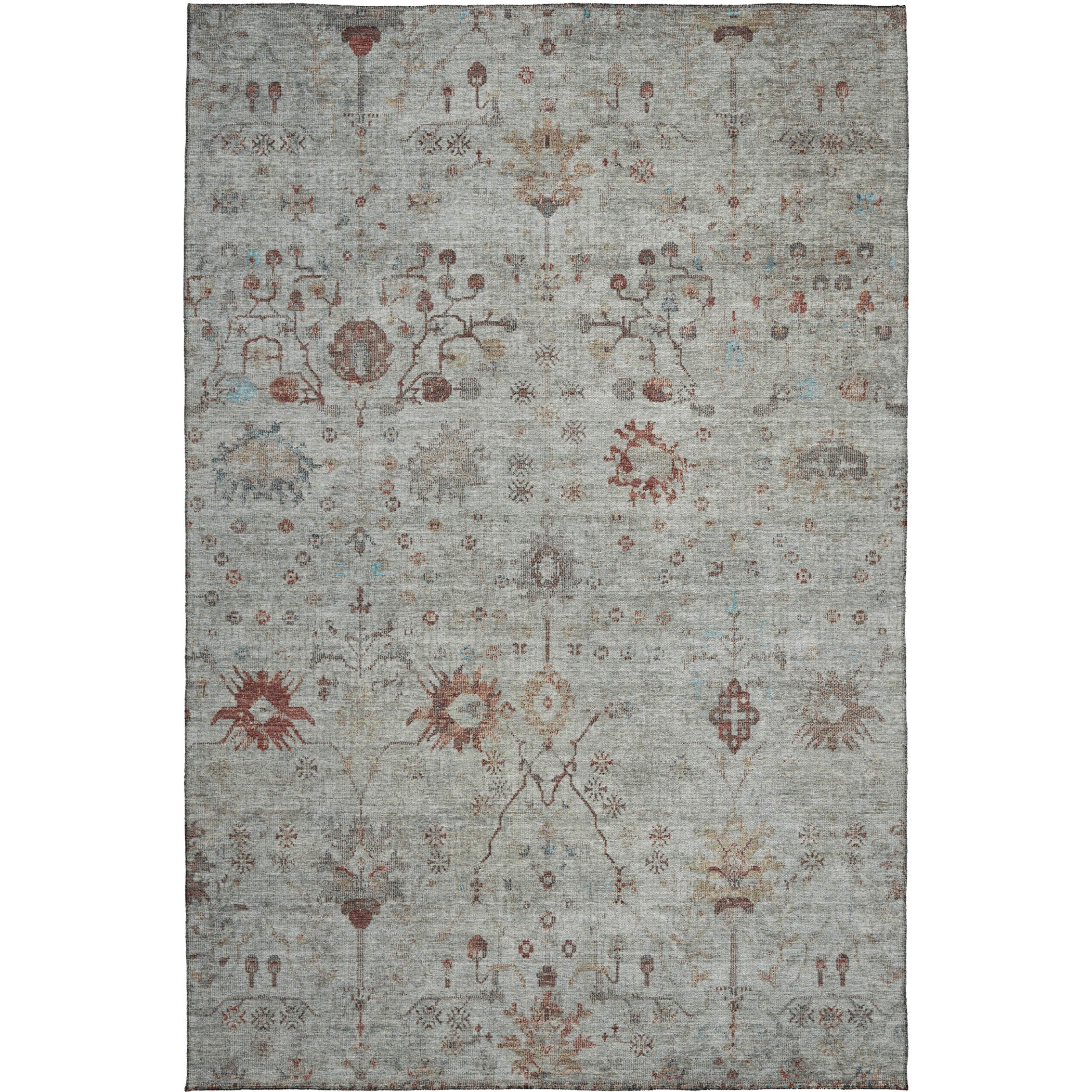 Luxury Washable Indoor/Outdoor traditional SL4 Gray Rug 2'6" x 3'10" #shape_Rectangle
