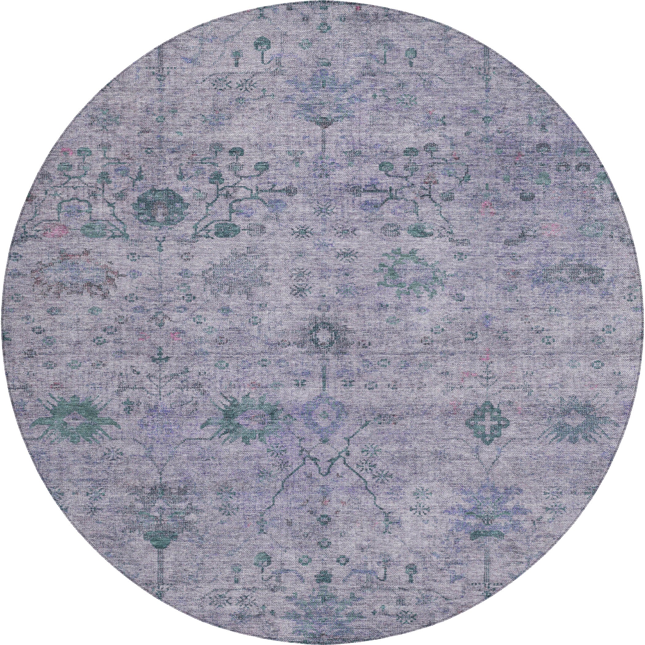 Luxury Washable Indoor/Outdoor traditional SL4 Lavender Purple Rug 8' x 8' #shape_Round
