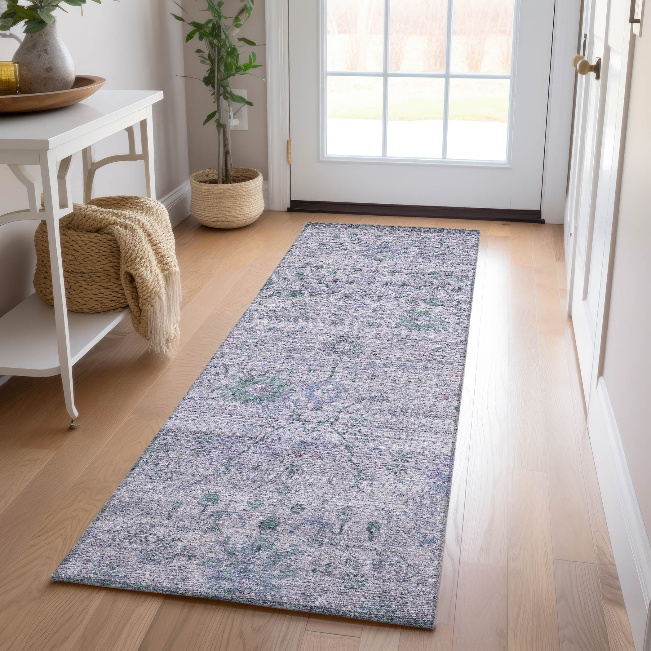 Luxury Washable Indoor/Outdoor traditional SL4 Lavender Purple Rug 2'3" x 7'6" #shape_Runner