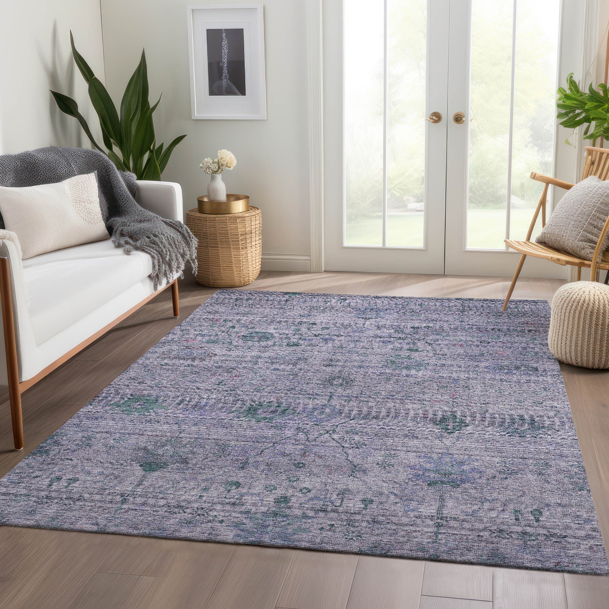 Luxury Washable Indoor/Outdoor traditional SL4 Lavender Purple Rug 2'6" x 3'10" #shape_Rectangle