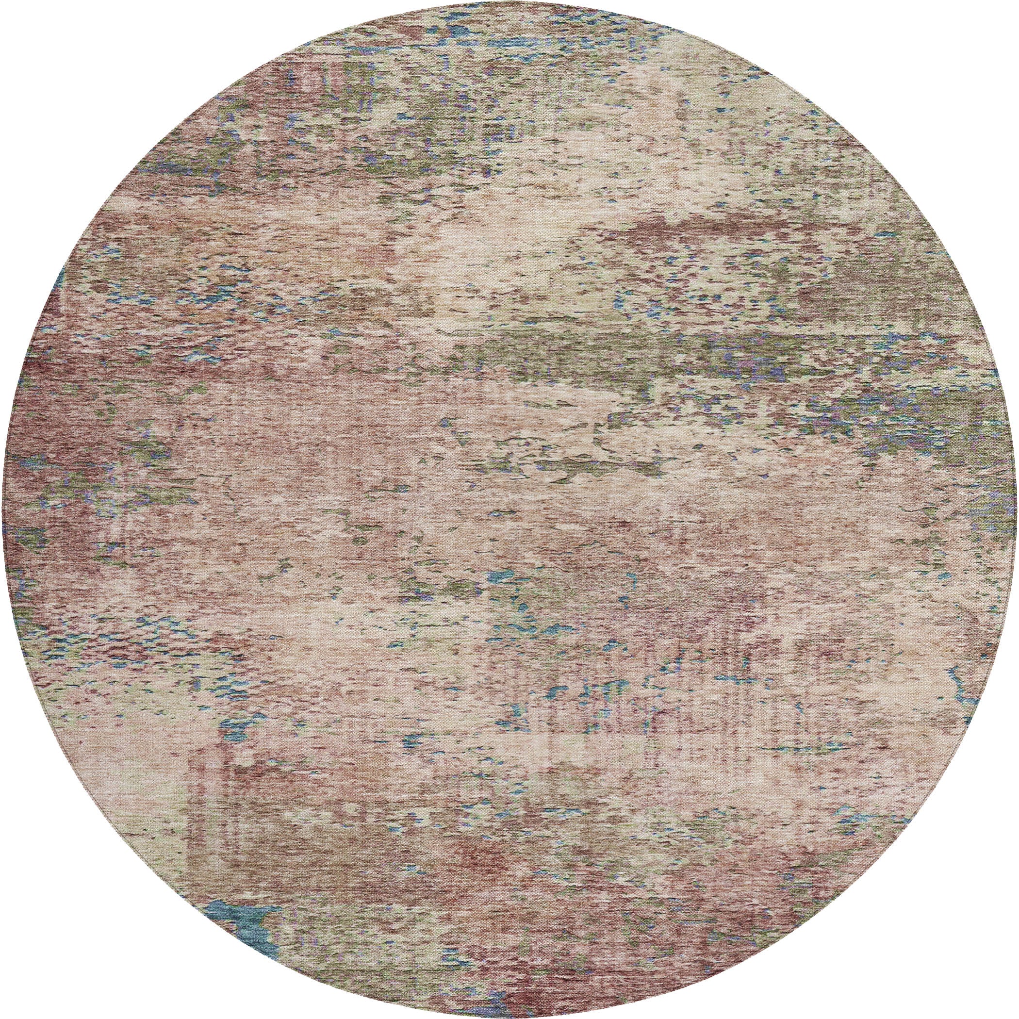 Luxury Washable Indoor/Outdoor transitional SL5 Blush Pink Rug 8' x 8' #shape_Round