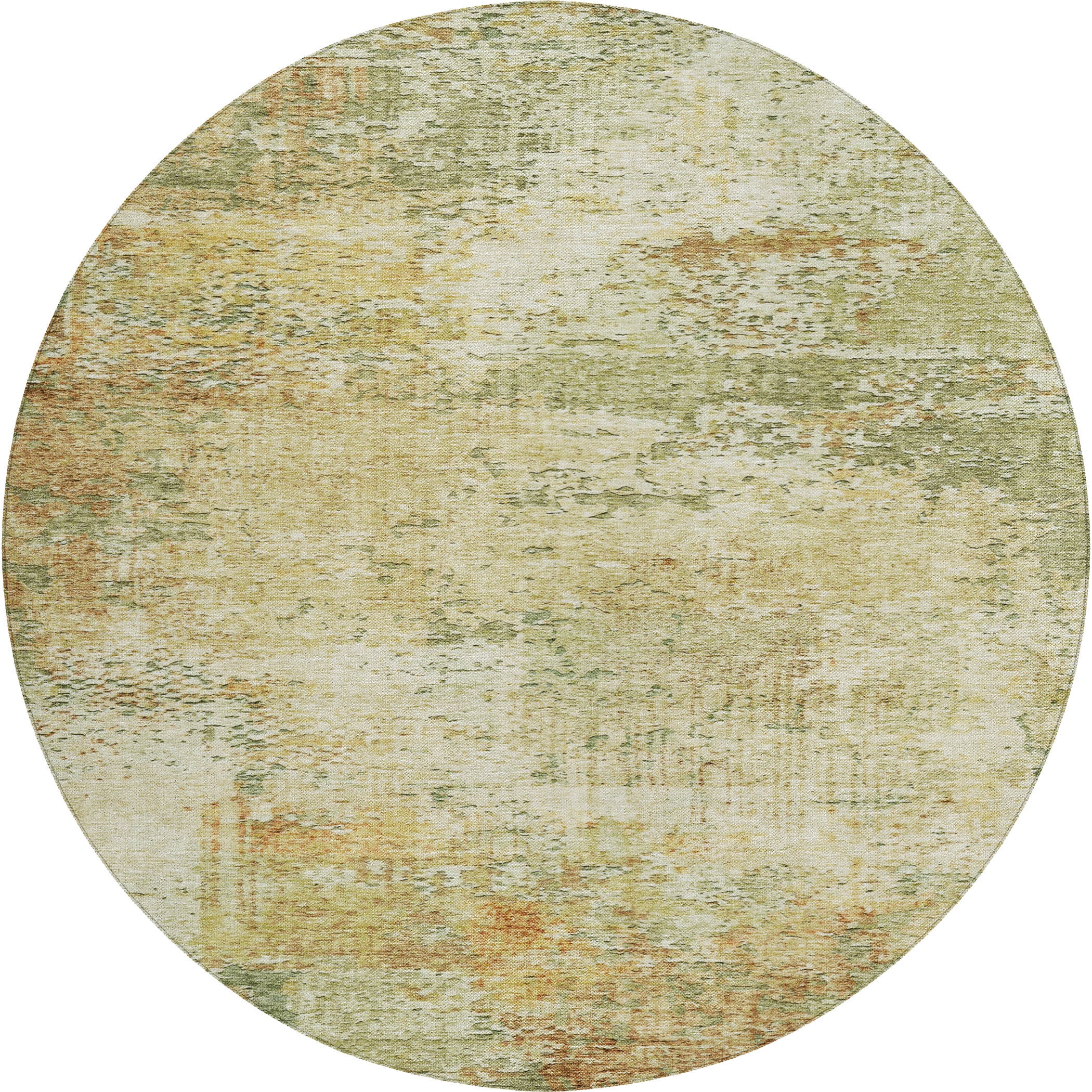 Luxury Washable Indoor/Outdoor transitional SL5 Fern Green Rug 8' x 8' #shape_Round