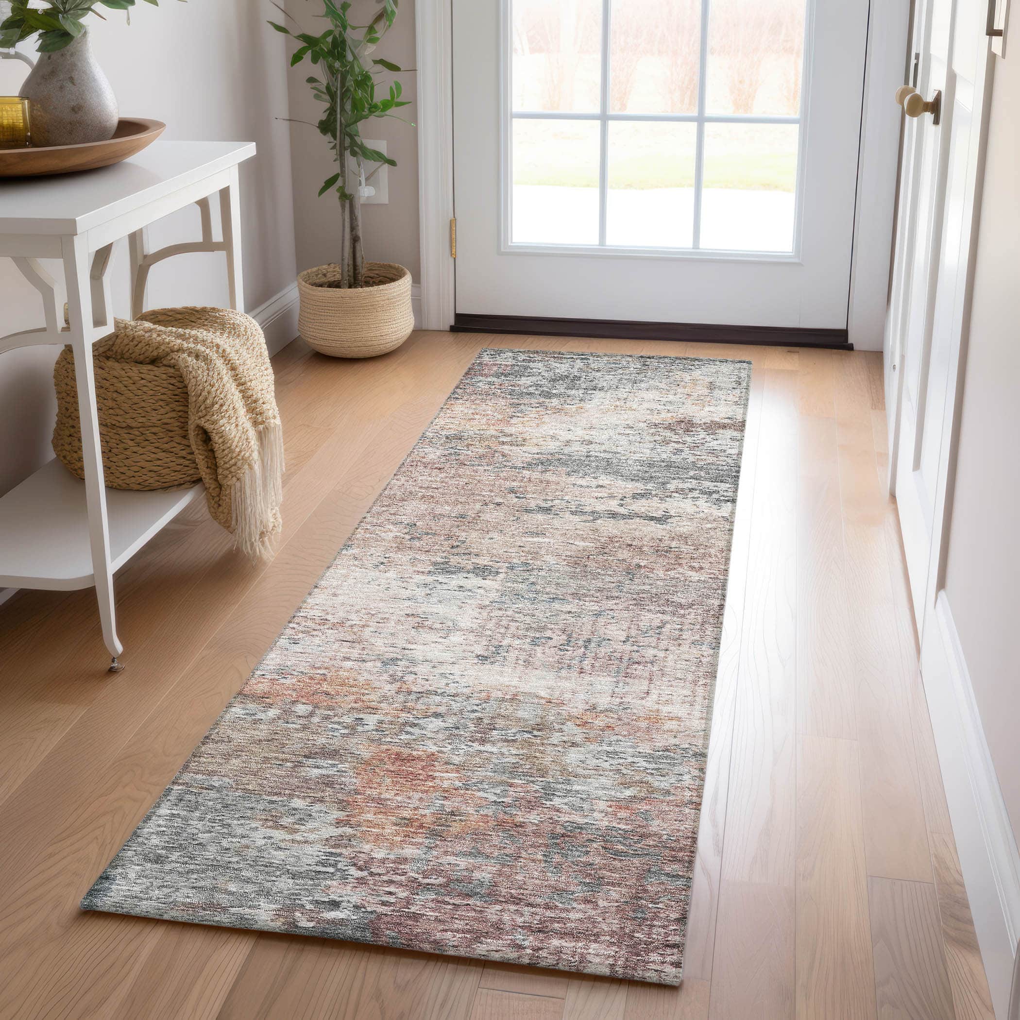 Luxury Washable Indoor/Outdoor transitional SL5 Gray Rug 2'3" x 7'6" #shape_Runner
