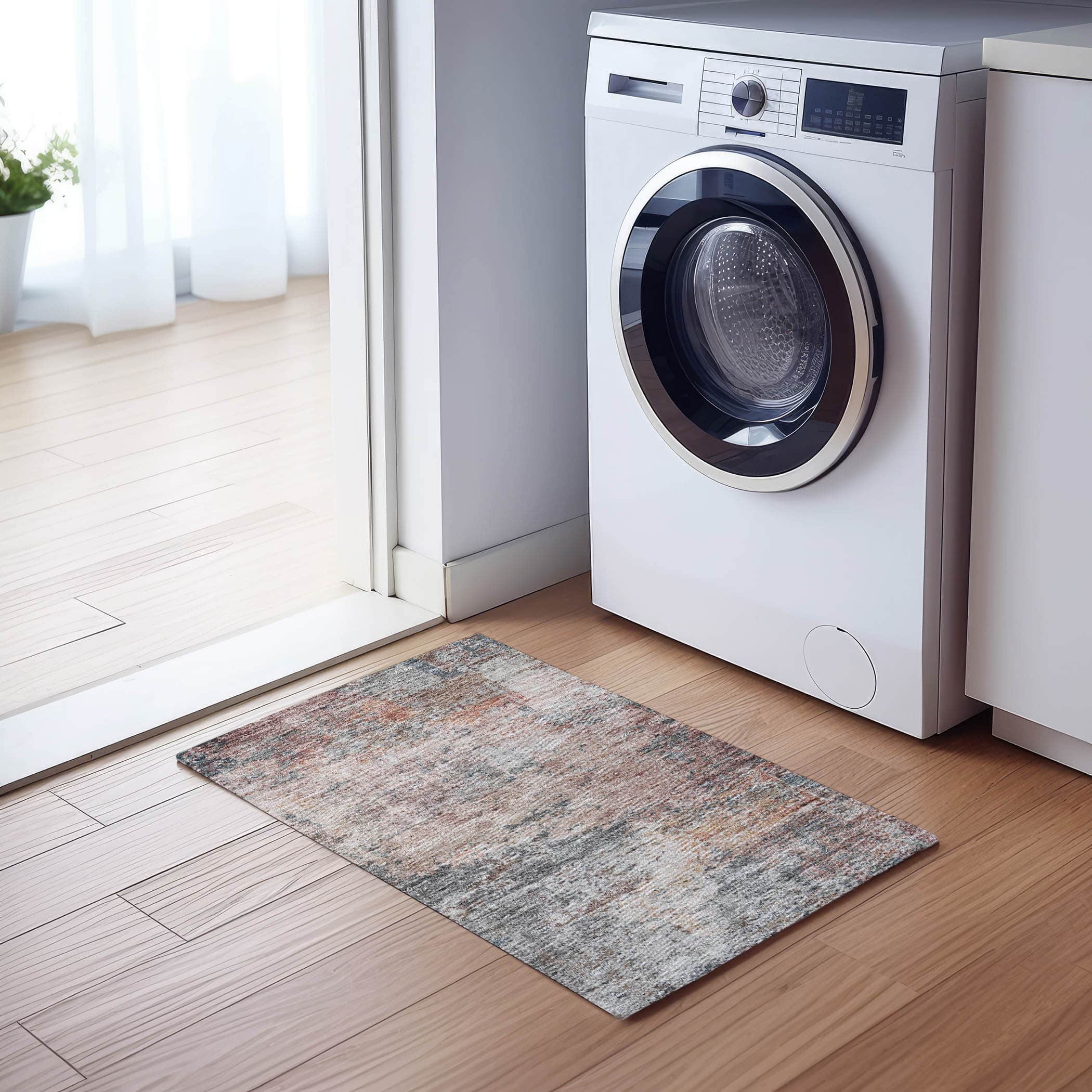 Luxury Washable Indoor/Outdoor transitional SL5 Gray Rug 1'8" x 2'6" #shape_Rectangle