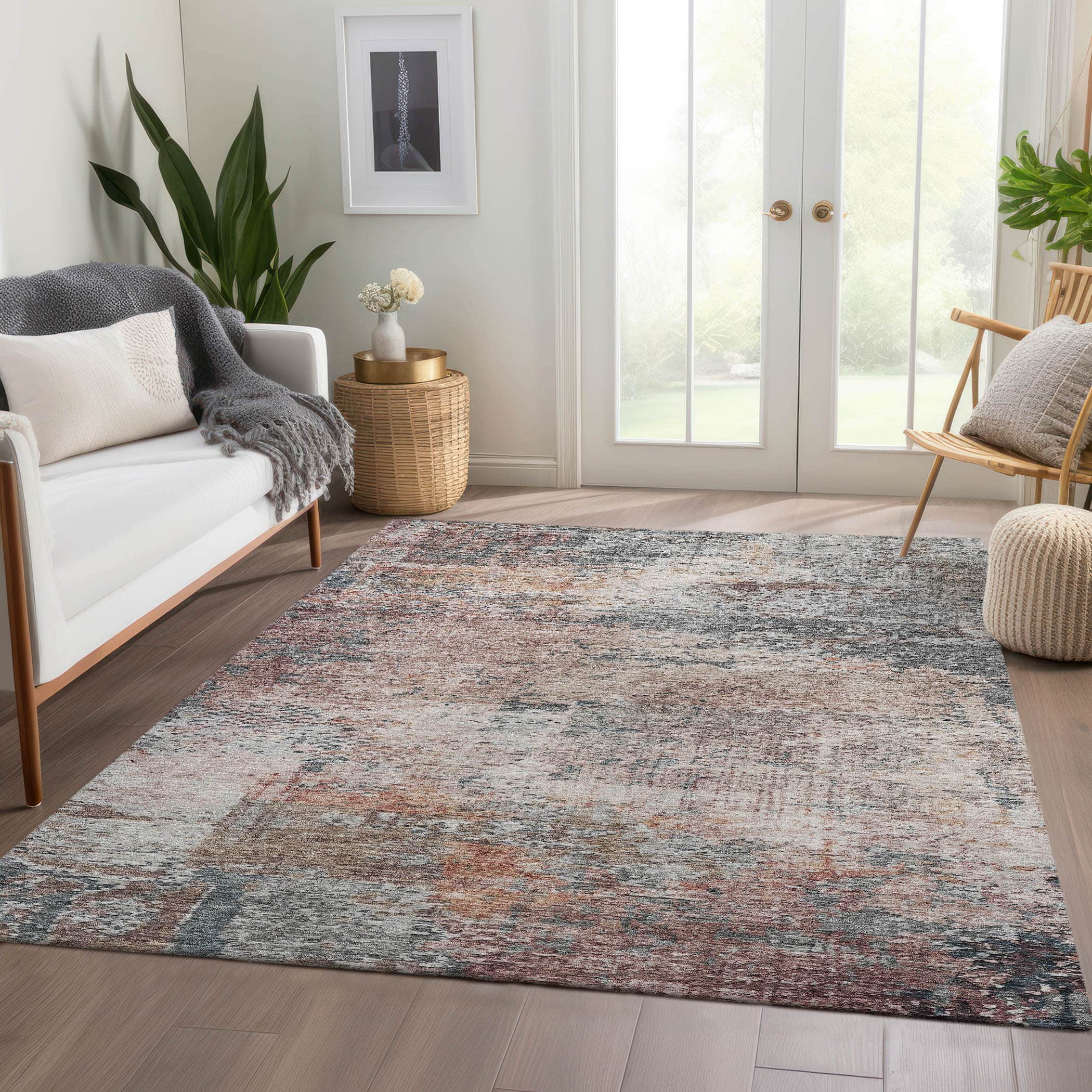 Luxury Washable Indoor/Outdoor transitional SL5 Gray Rug 2'6" x 3'10" #shape_Rectangle