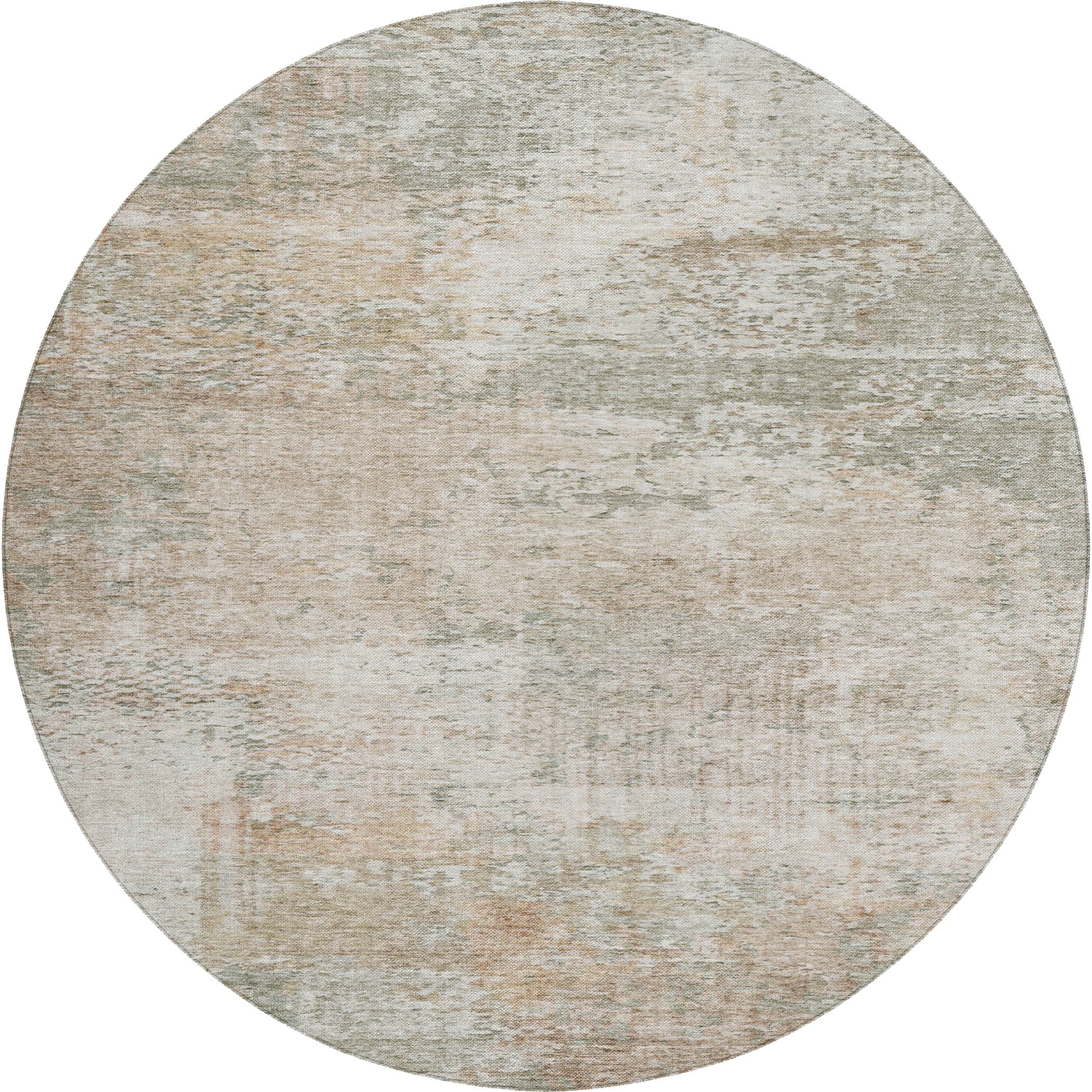 Luxury Washable Indoor/Outdoor transitional SL5 Linen Ivory Rug 8' x 8' #shape_Round