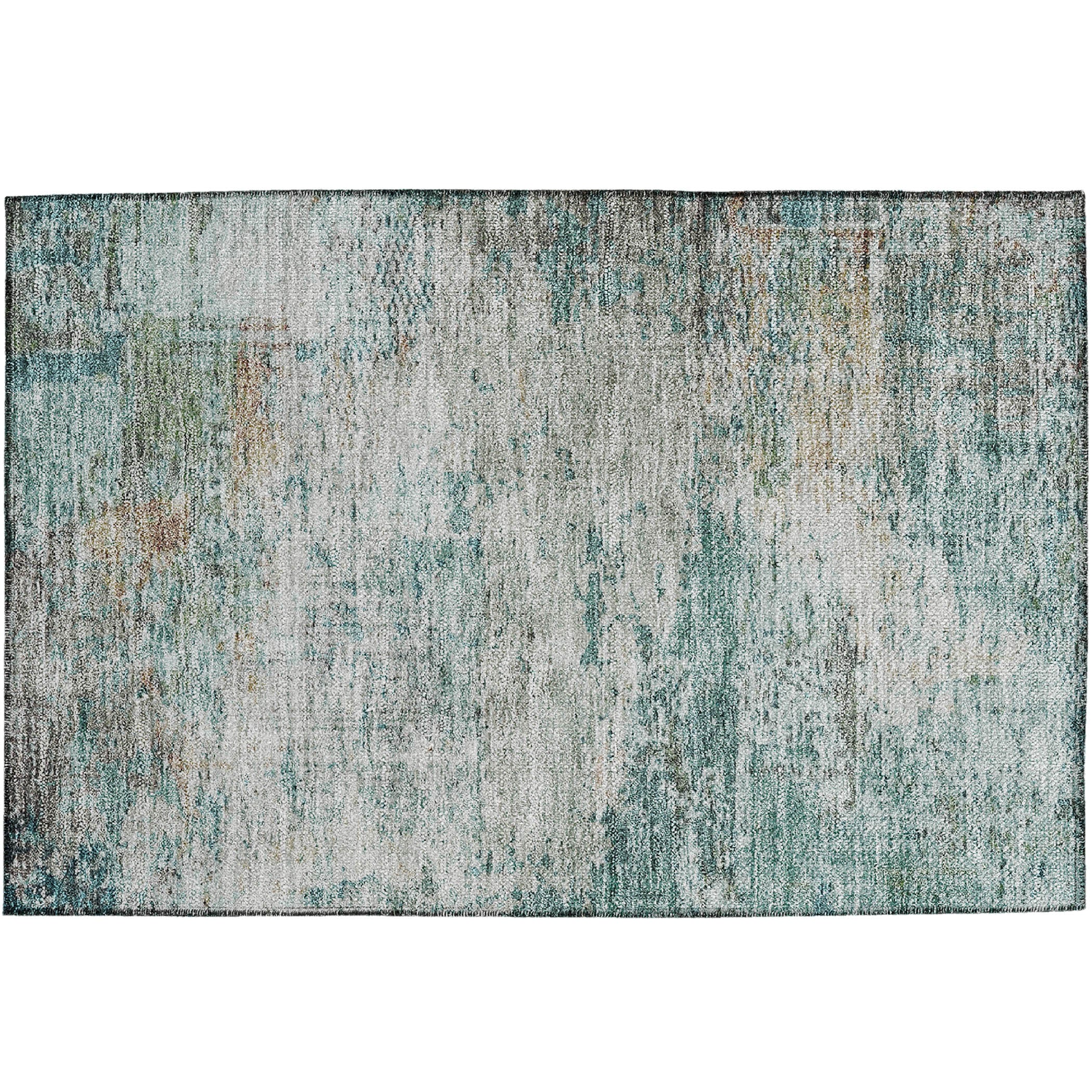 Luxury Washable Indoor/Outdoor transitional SL5 Teal Rug 1'8" x 2'6" #shape_Rectangle