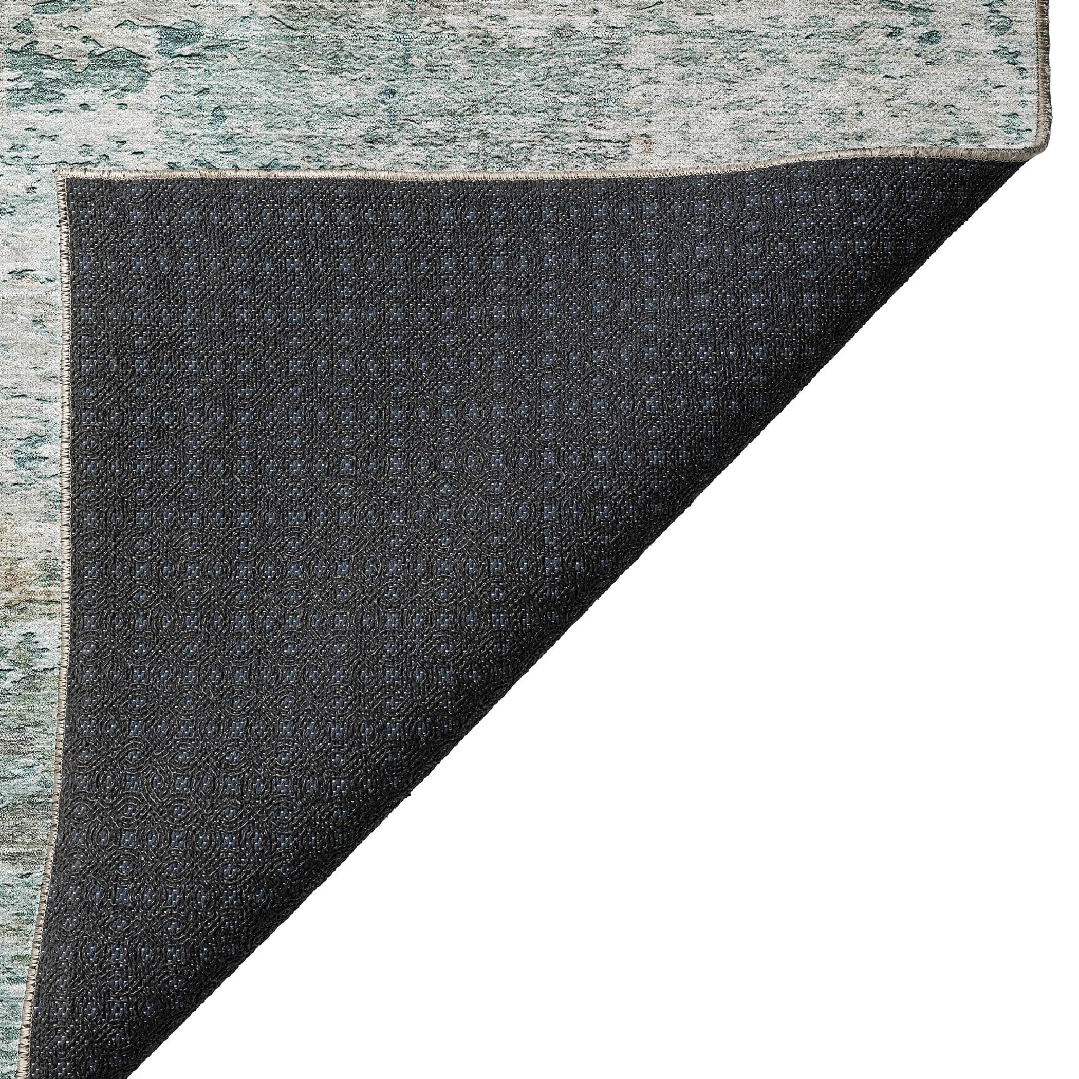 Luxury Washable Indoor/Outdoor transitional SL5 Teal Rug 1'8" x 2'6" #shape_Rectangle