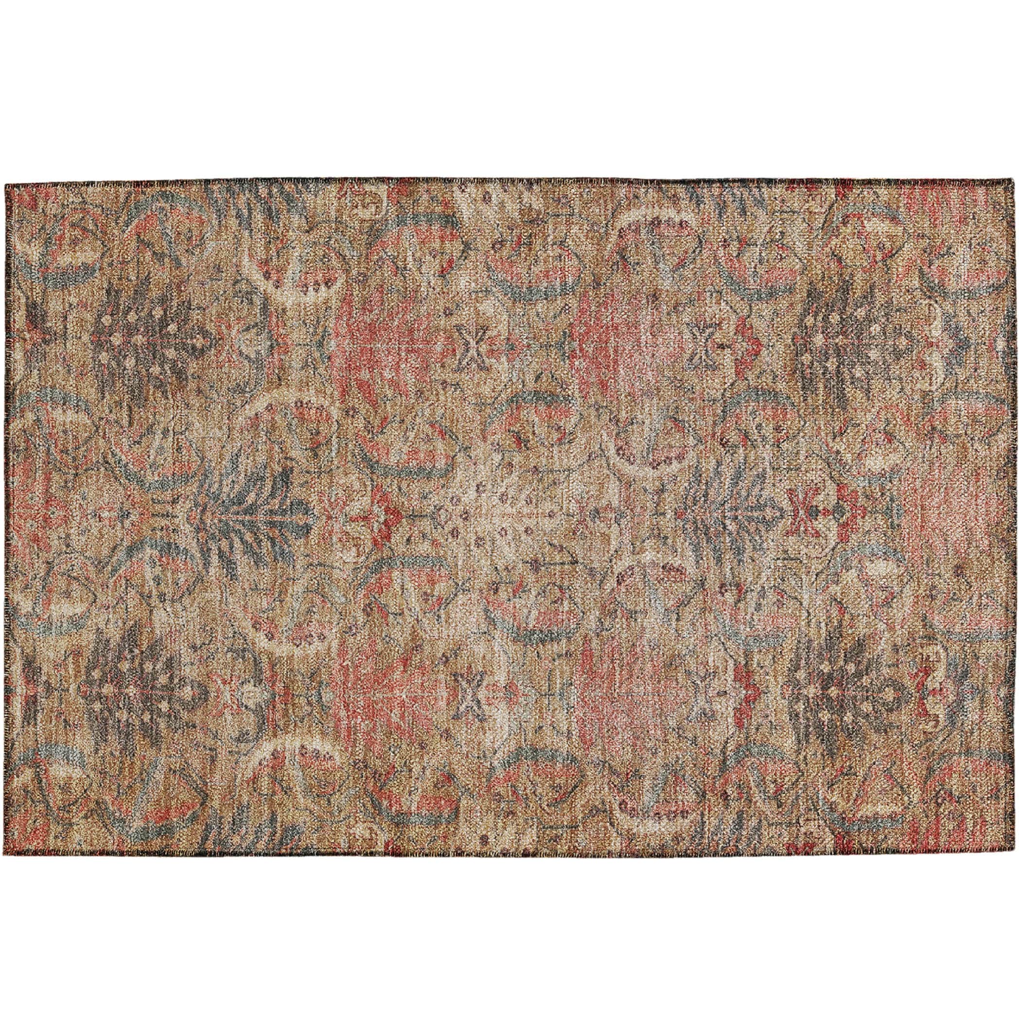 Luxury Washable Indoor/Outdoor transitional SL7 Tan Brown Rug 1'8" x 2'6" #shape_Rectangle