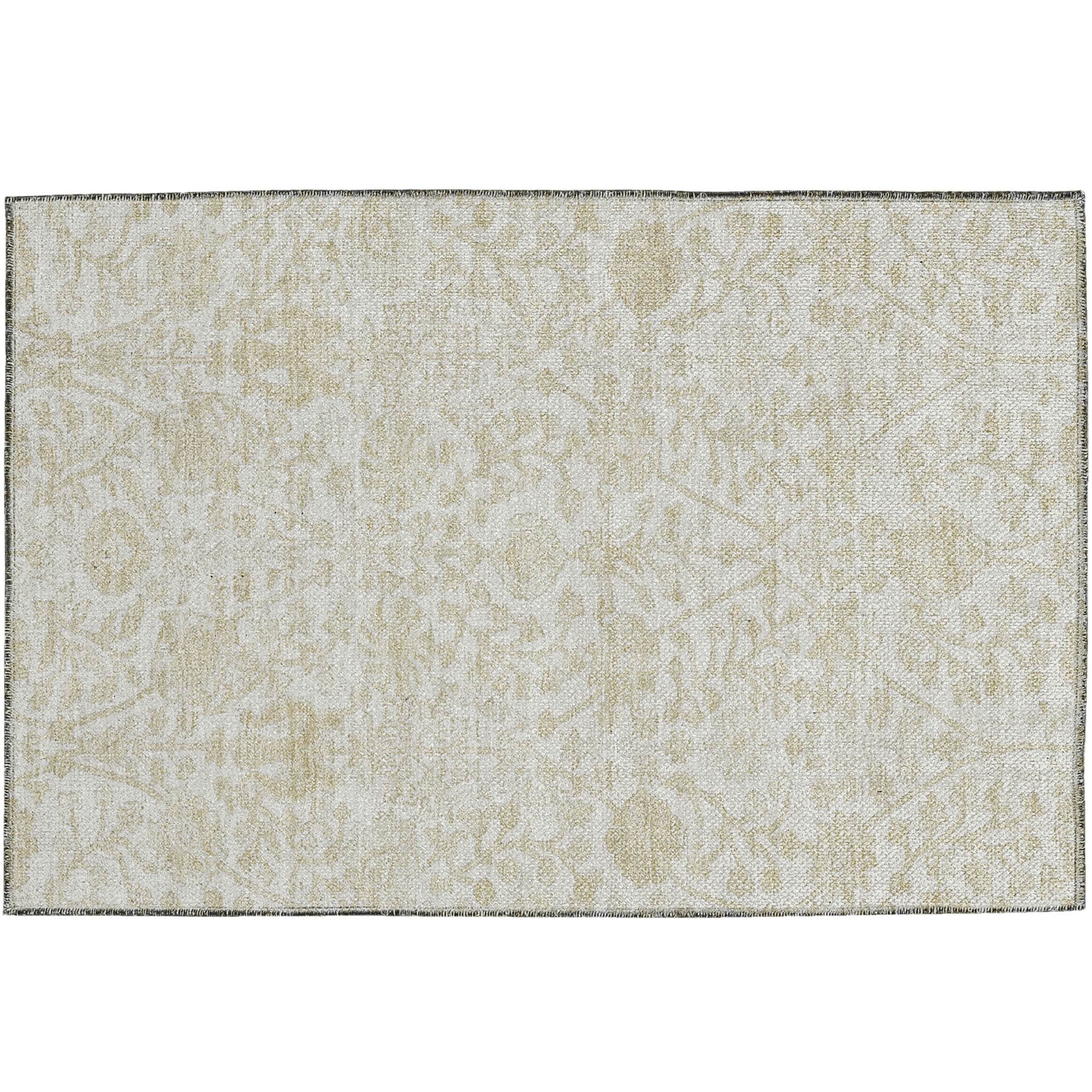 Luxury Washable Indoor/Outdoor transitional SL8 Ivory Rug 1'8" x 2'6" #shape_Rectangle