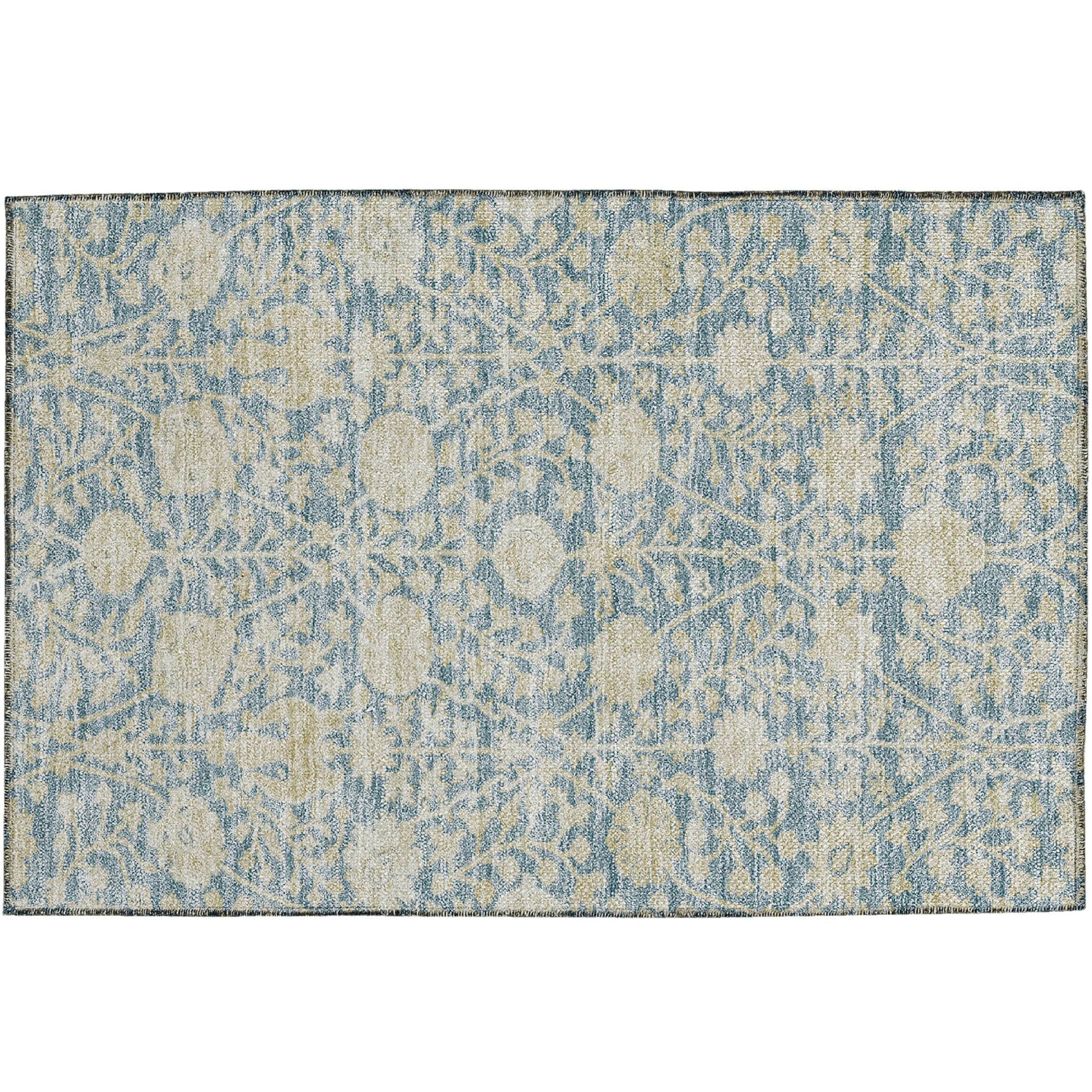 Luxury Washable Indoor/Outdoor transitional SL8 Sky Blue Rug 1'8" x 2'6" #shape_Rectangle