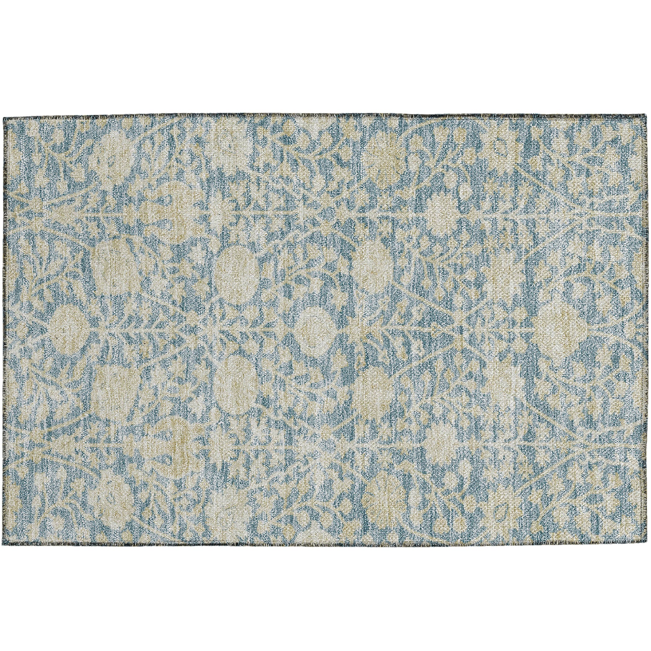 Luxury Washable Indoor/Outdoor transitional SL8 Sky Blue Rug 1'8" x 2'6" #shape_Rectangle