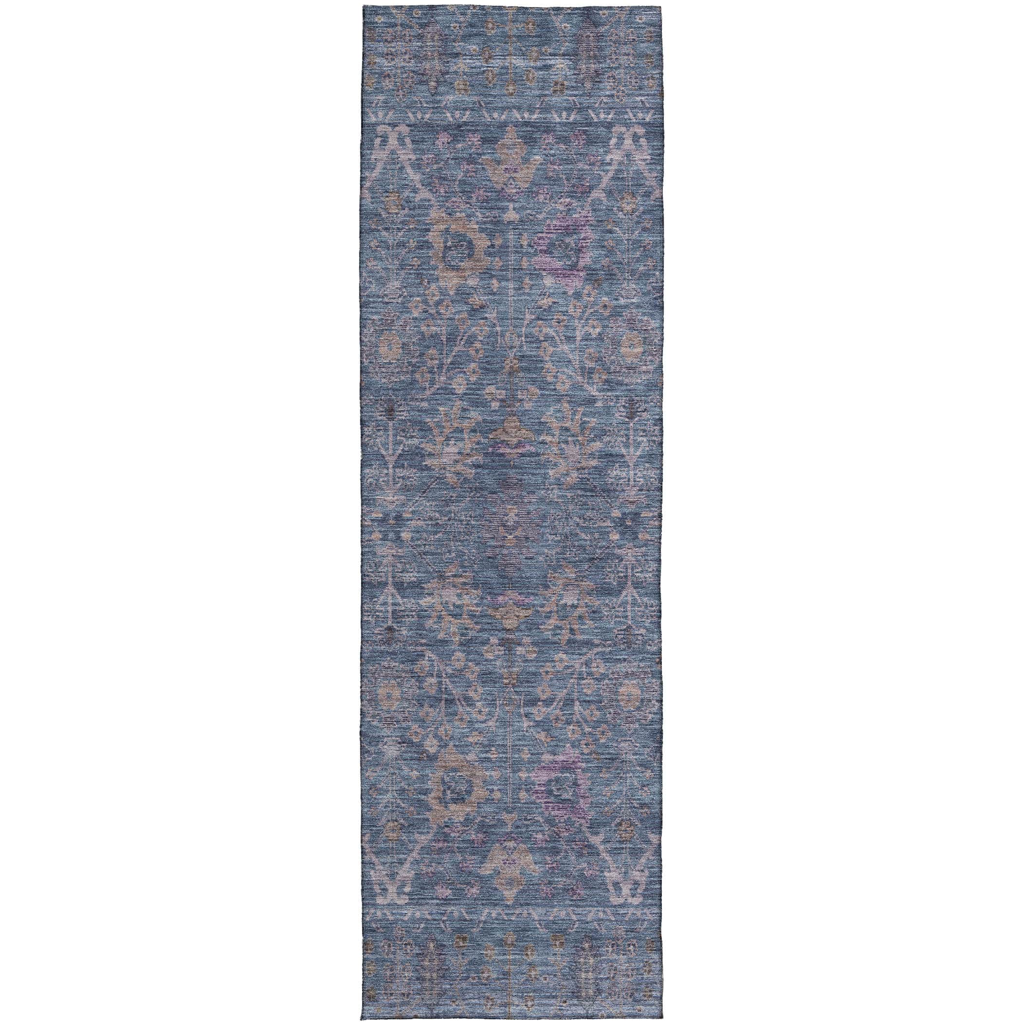 Luxury Washable Indoor/Outdoor traditional SL9 Denim Blue Rug 2'3" x 7'6" #shape_Runner