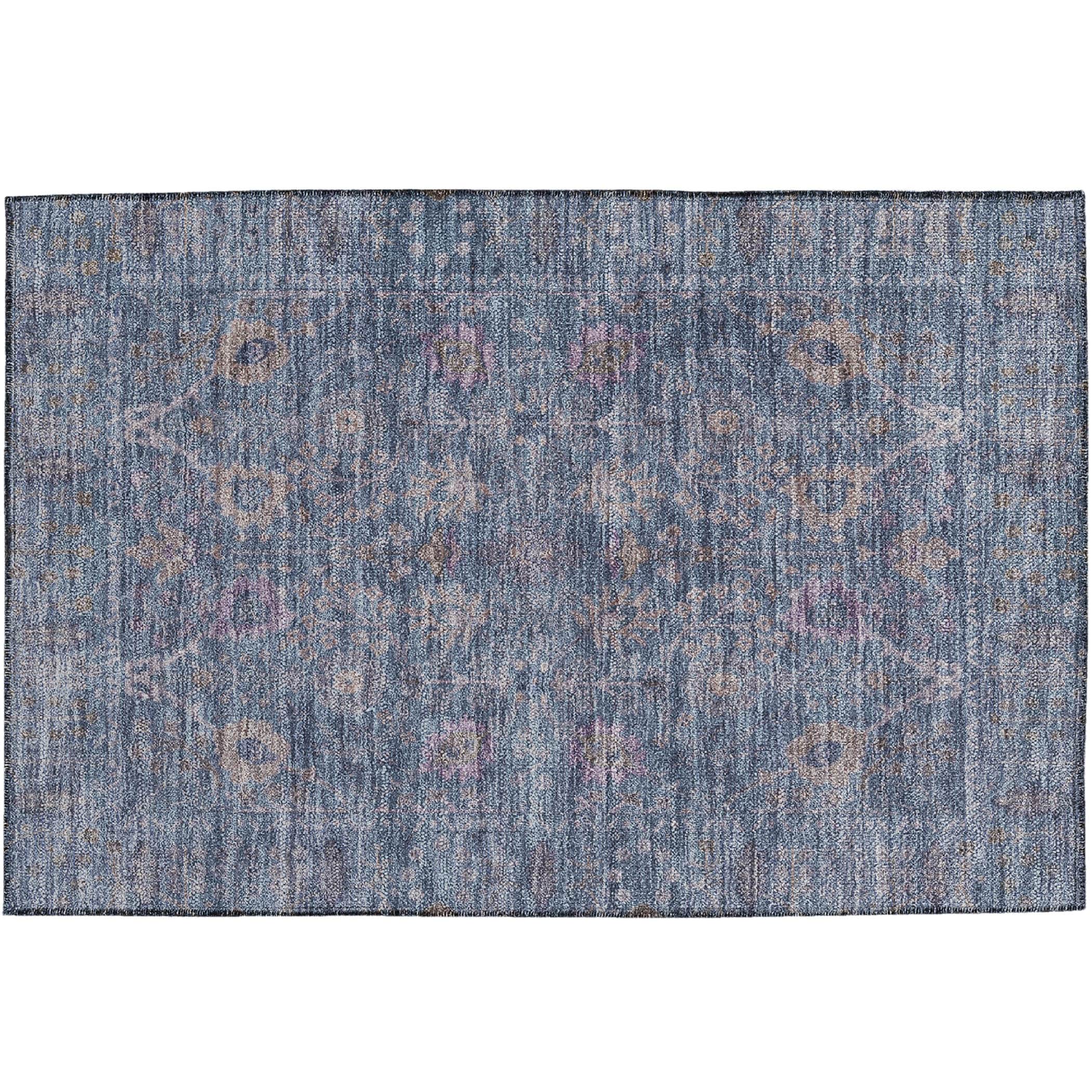 Luxury Washable Indoor/Outdoor traditional SL9 Denim Blue Rug 1'8" x 2'6" #shape_Rectangle
