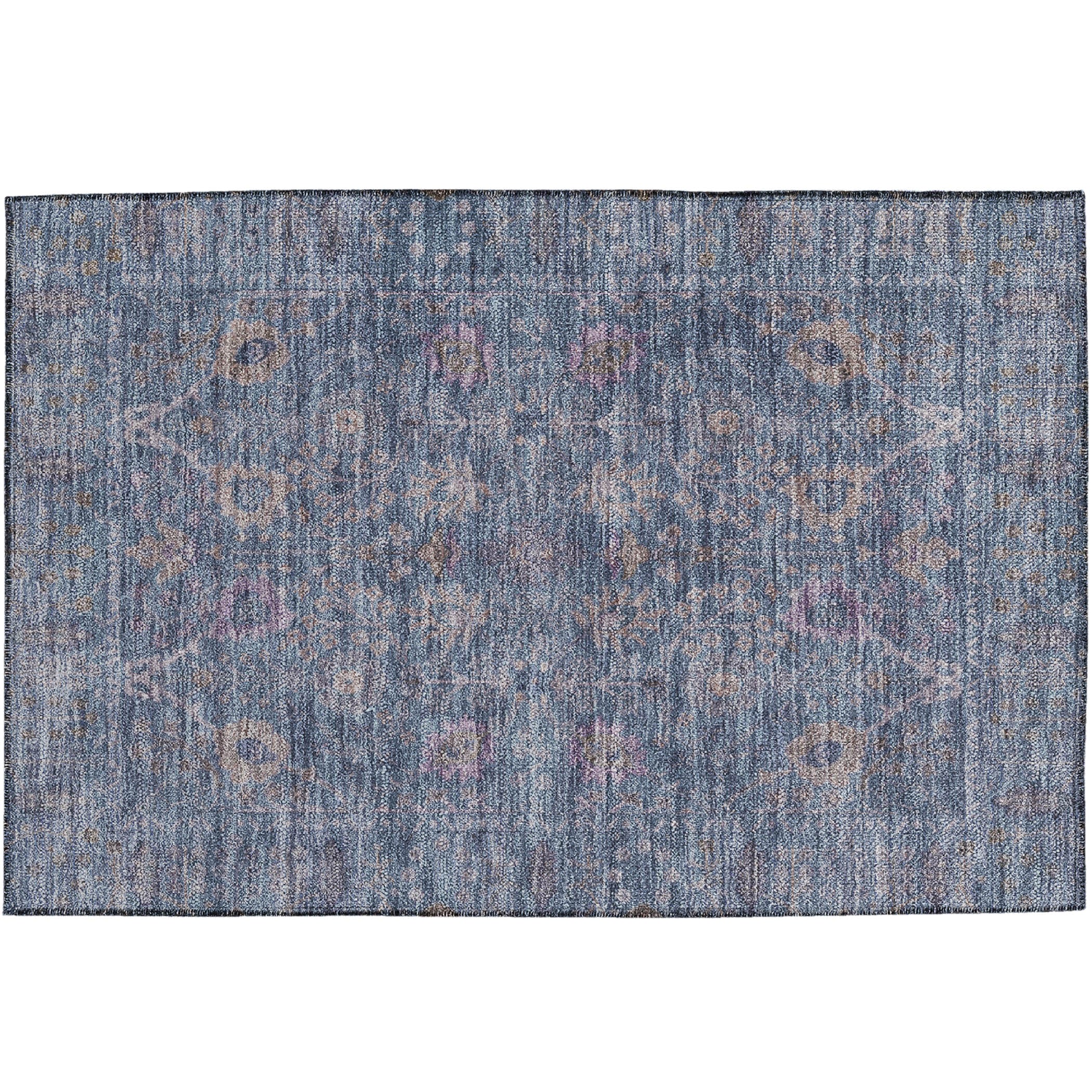 Luxury Washable Indoor/Outdoor traditional SL9 Denim Blue Rug 1'8" x 2'6" #shape_Rectangle