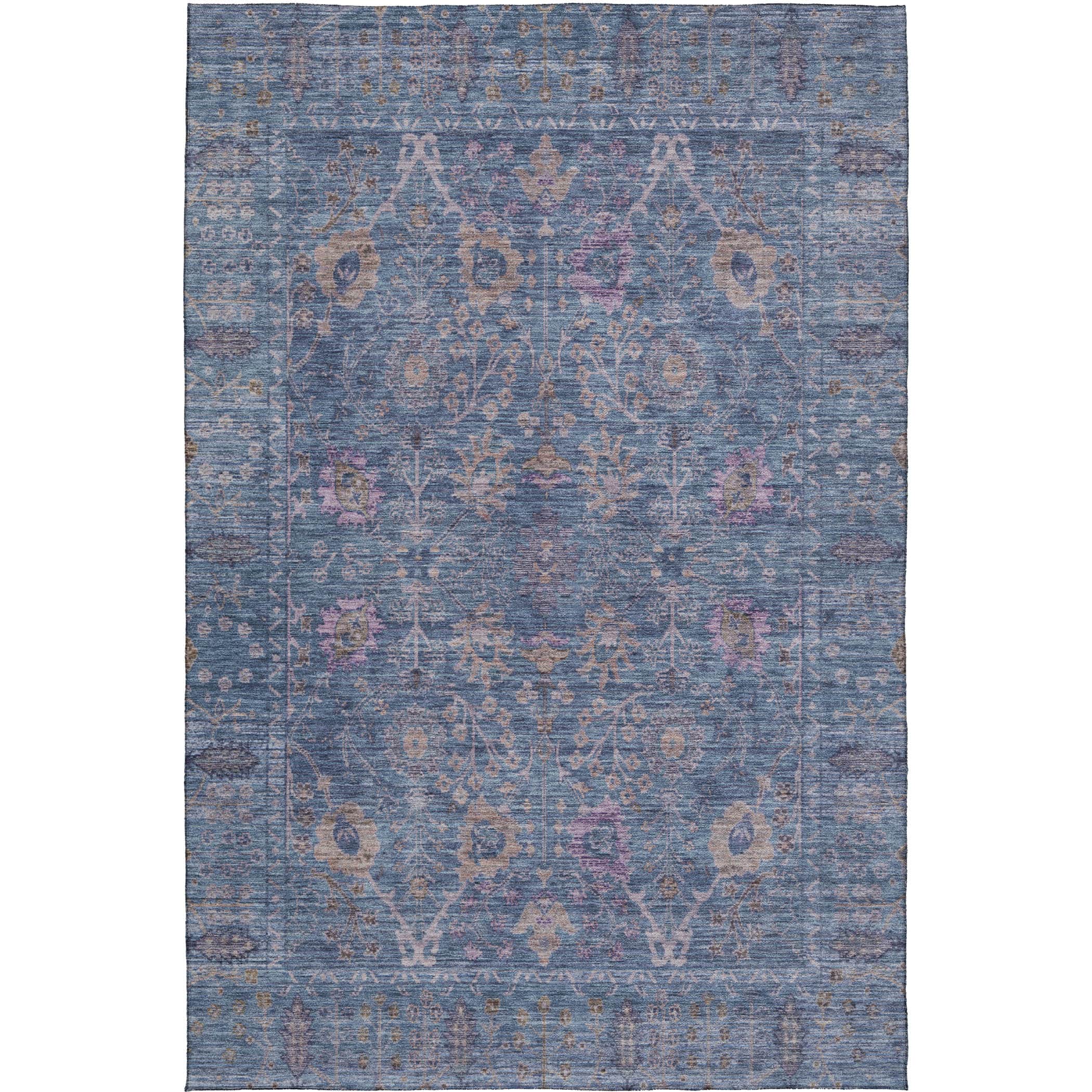 Luxury Washable Indoor/Outdoor traditional SL9 Denim Blue Rug 2'6" x 3'10" #shape_Rectangle