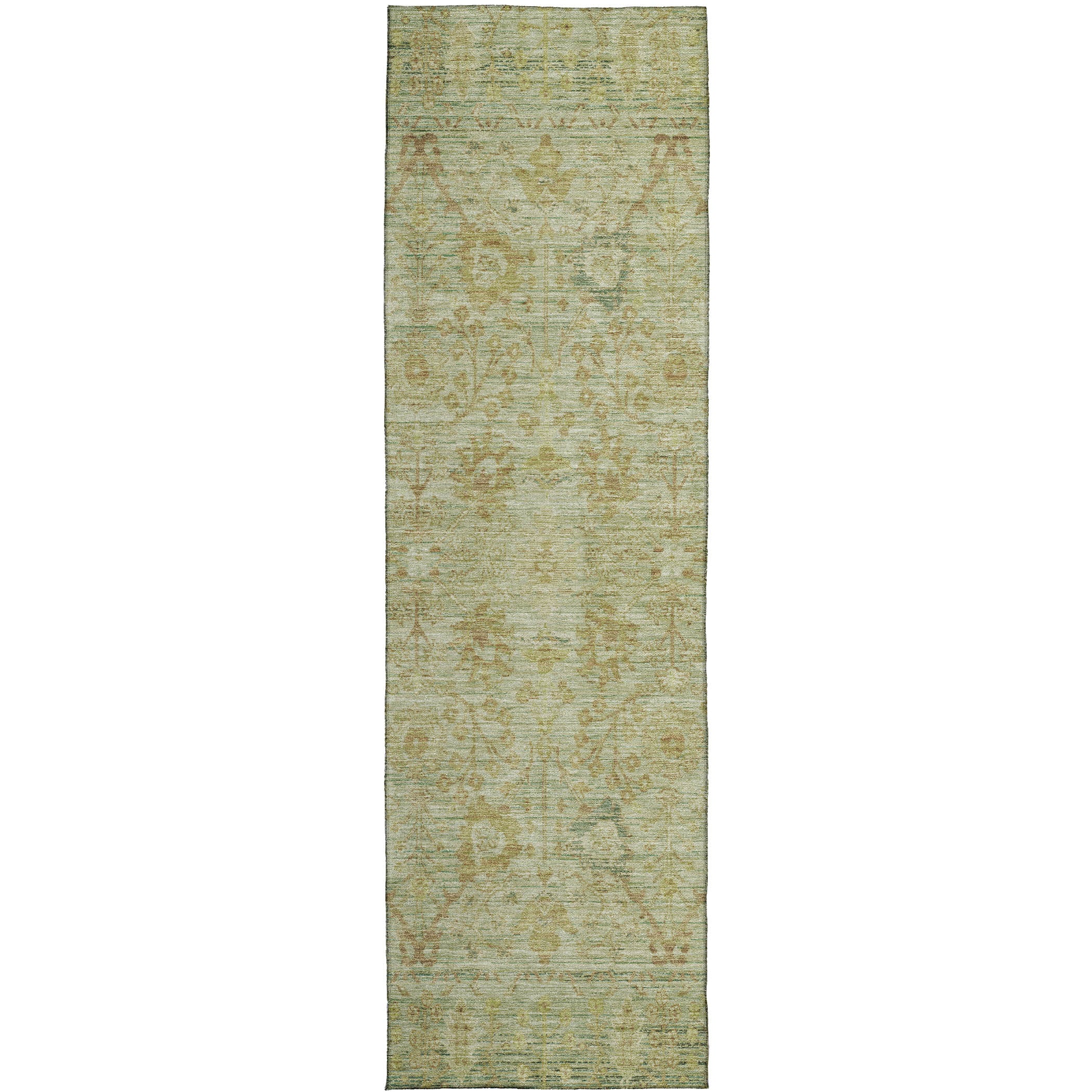 Luxury Washable Indoor/Outdoor traditional SL9 Sage Green Rug 2'3" x 7'6" #shape_Runner