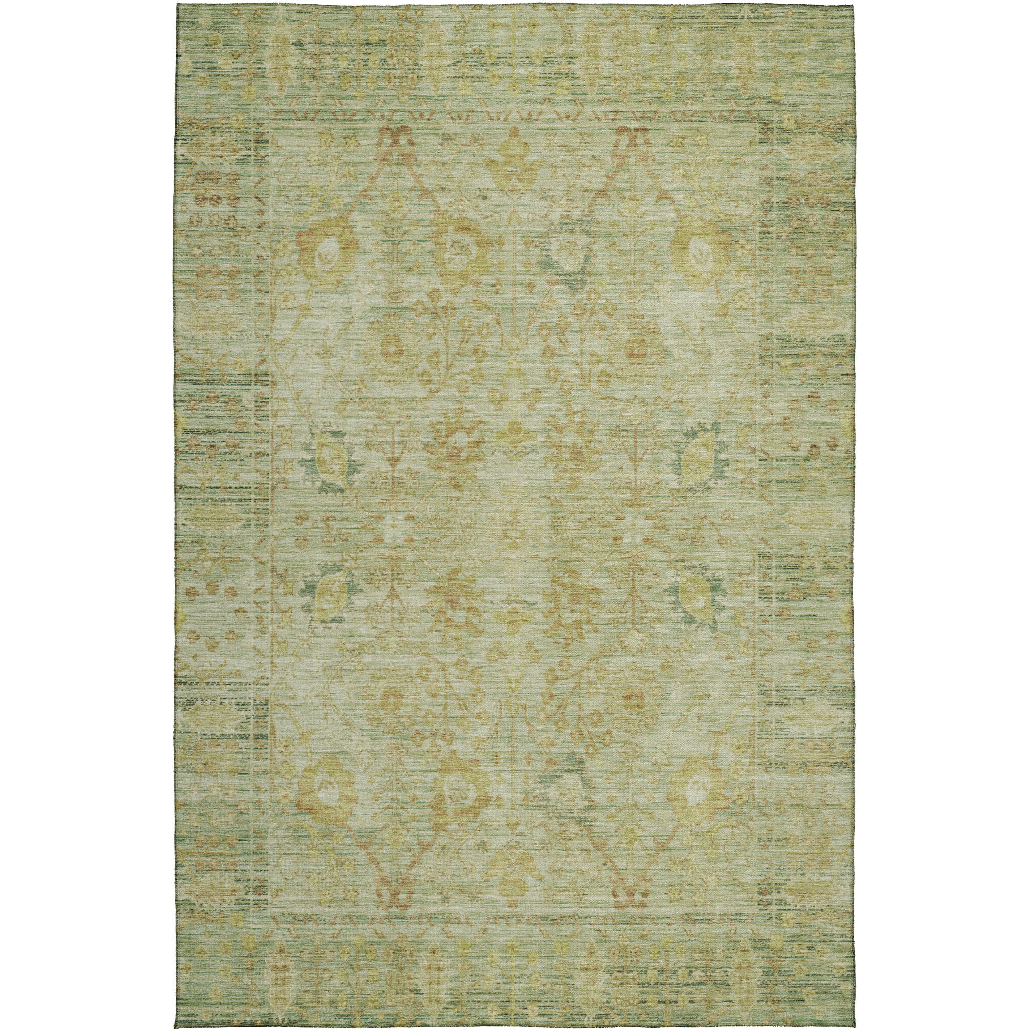 Luxury Washable Indoor/Outdoor traditional SL9 Sage Green Rug 2'6" x 3'10" #shape_Rectangle