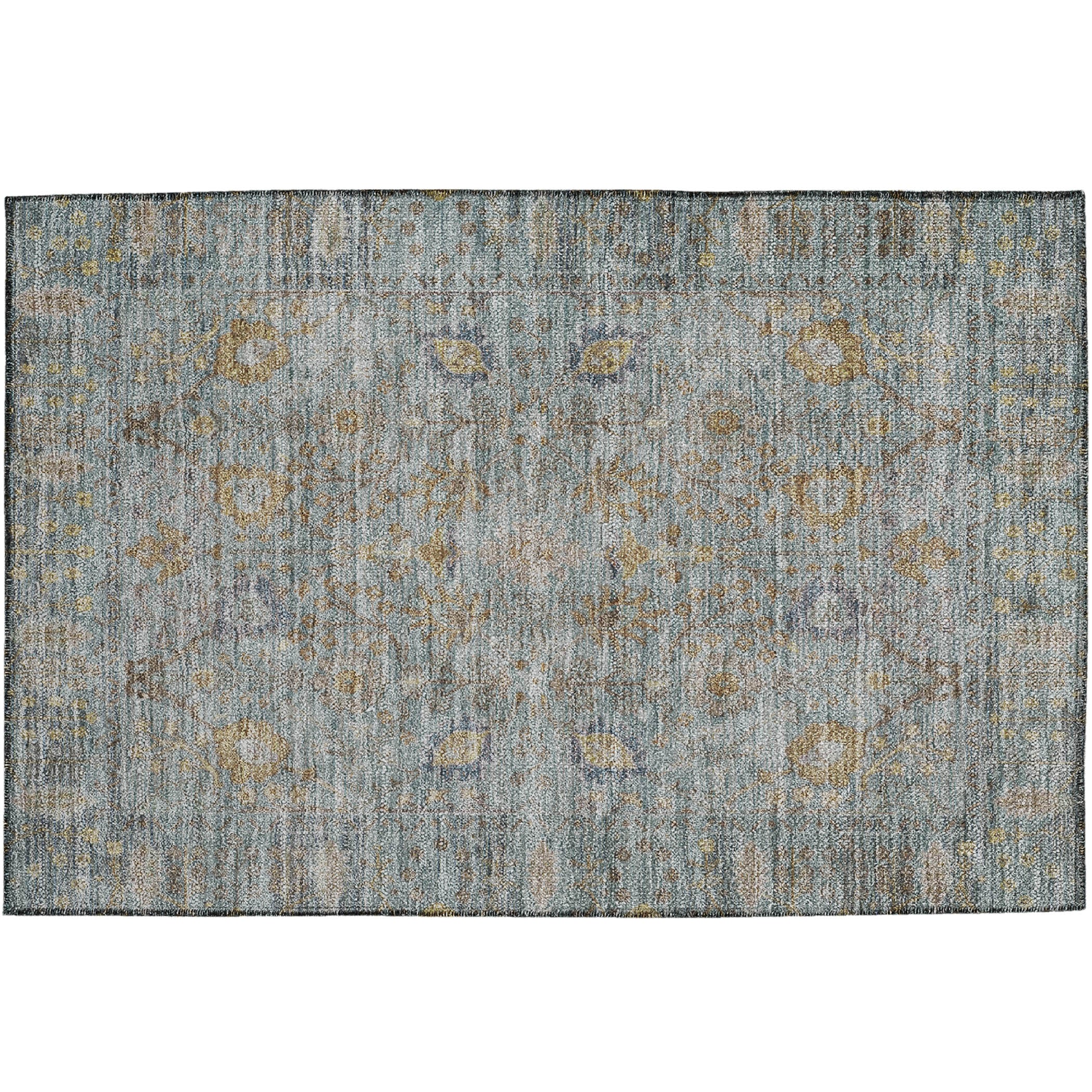 Luxury Washable Indoor/Outdoor traditional SL9 Teal Rug 1'8" x 2'6" #shape_Rectangle